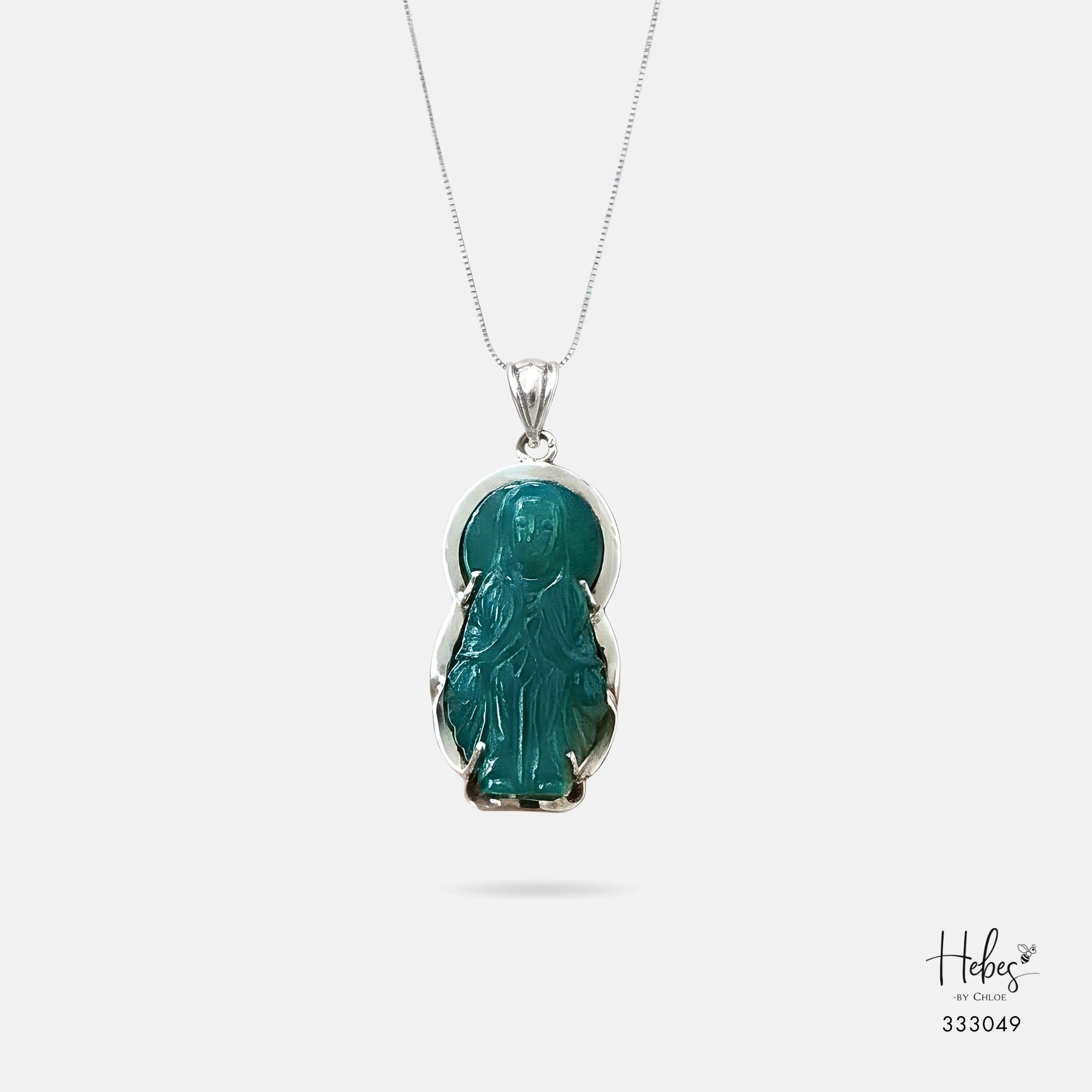 Blessed Virgin Mary Green Agate Pendant 555981
