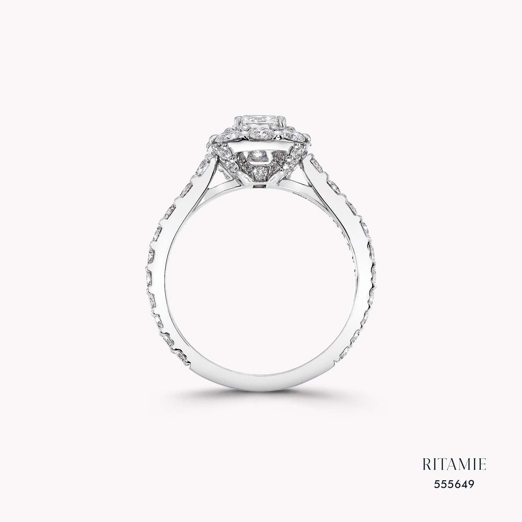 Emerald-Cut Lab-Grown Diamond Halo Ring 555649