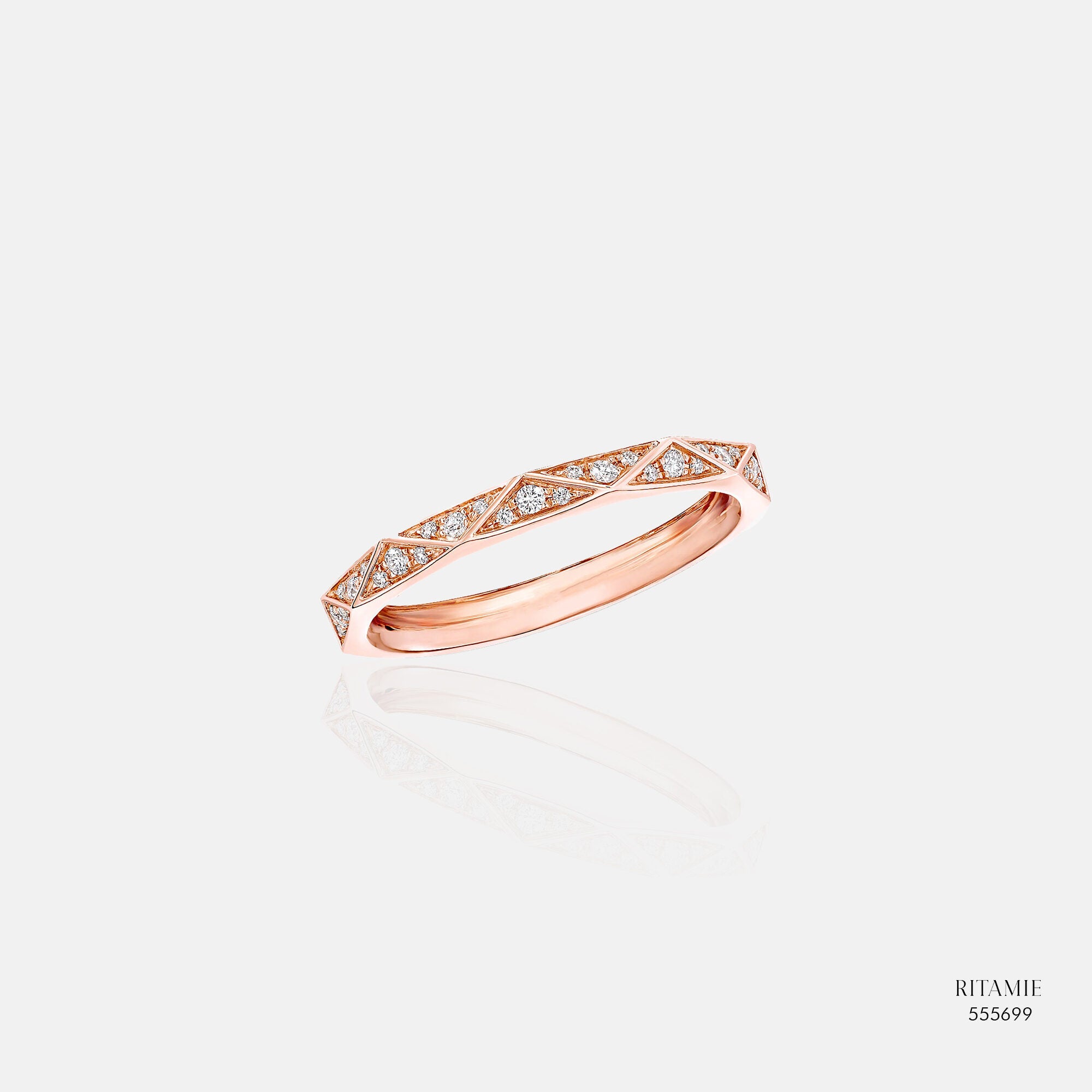 Rose Gold Pavé Diamond Band Ring 555699
