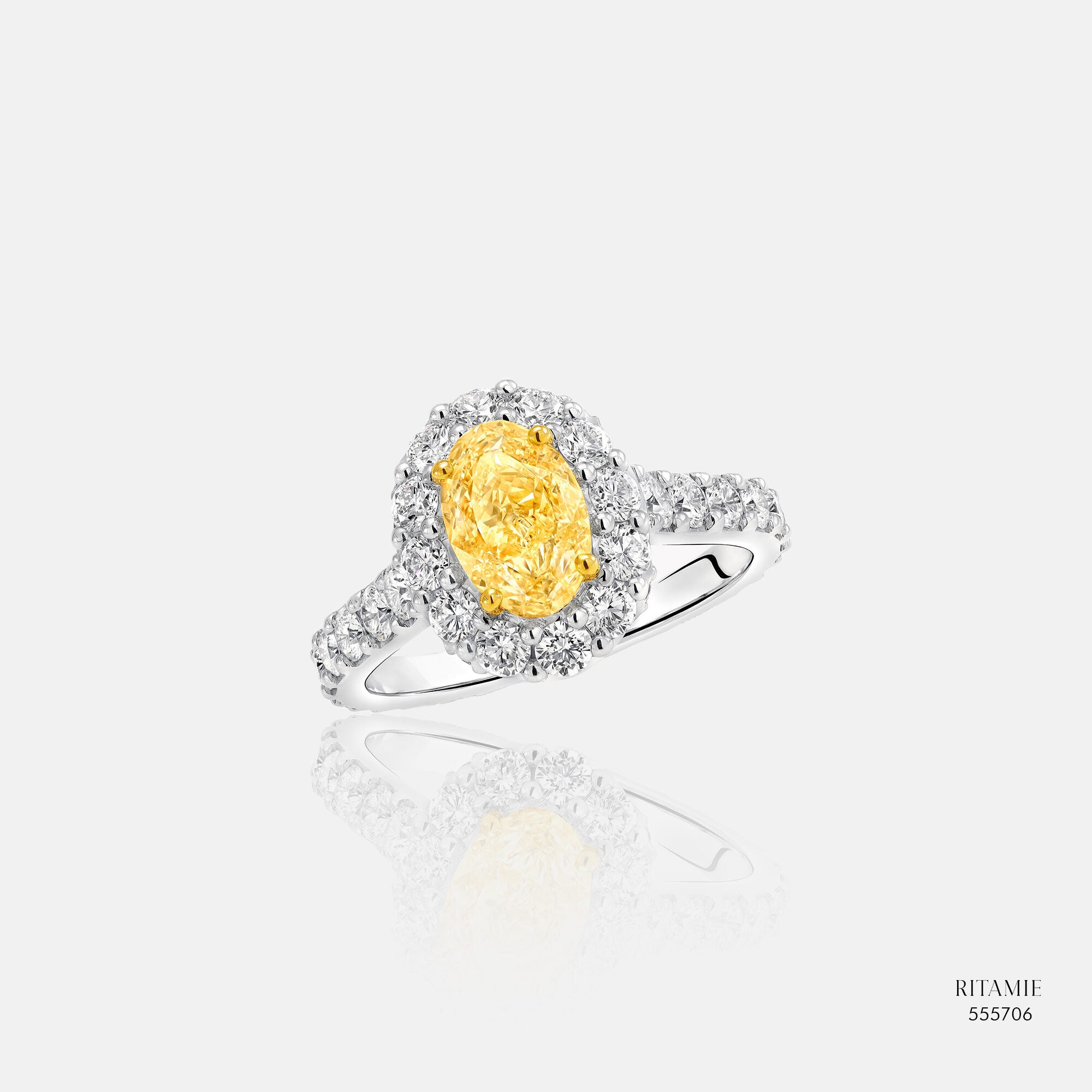 Vera Oval Yellow Halo Lab-Grown Diamond Ring 555706