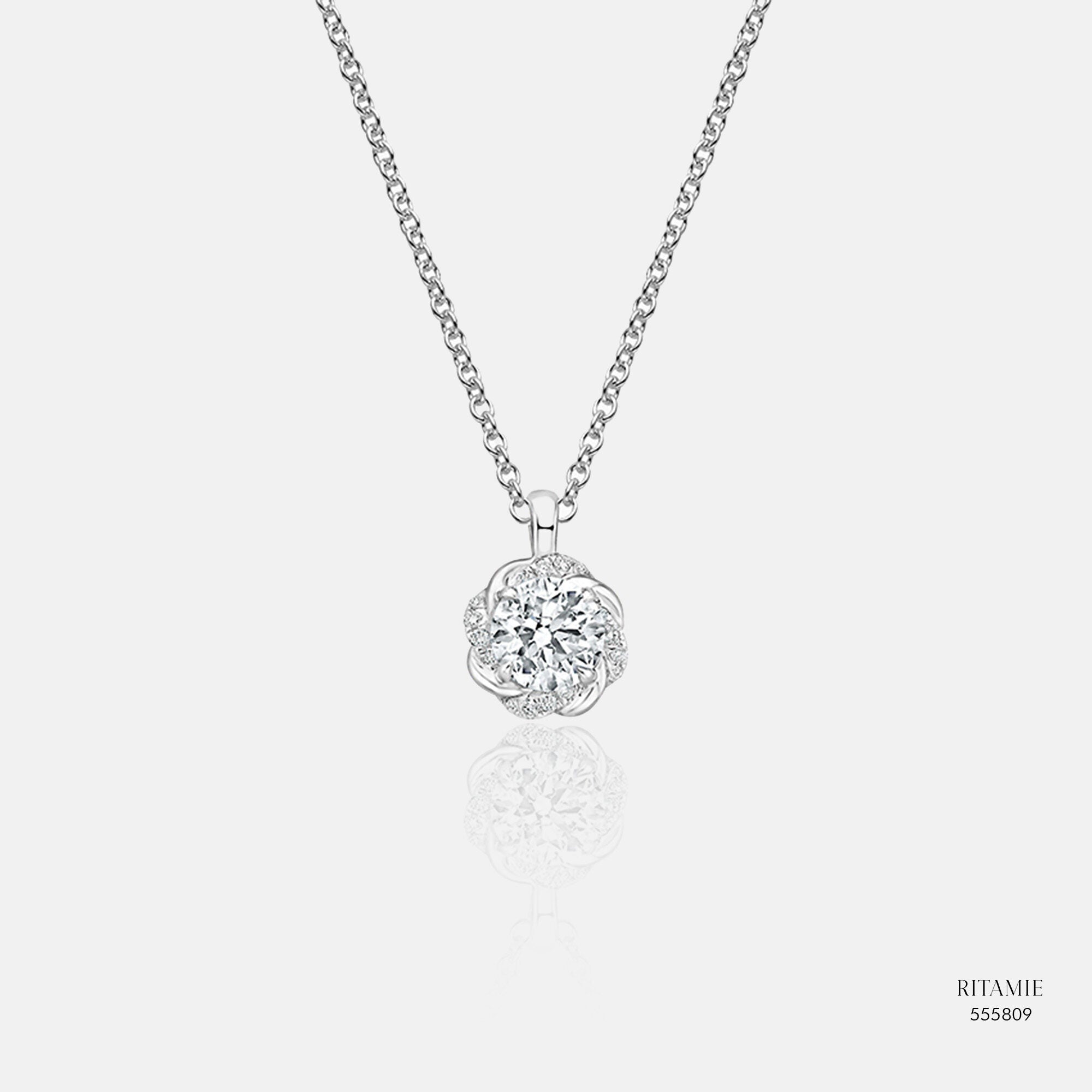 Floral Halo Lab-Grown Diamond Pendant 555809