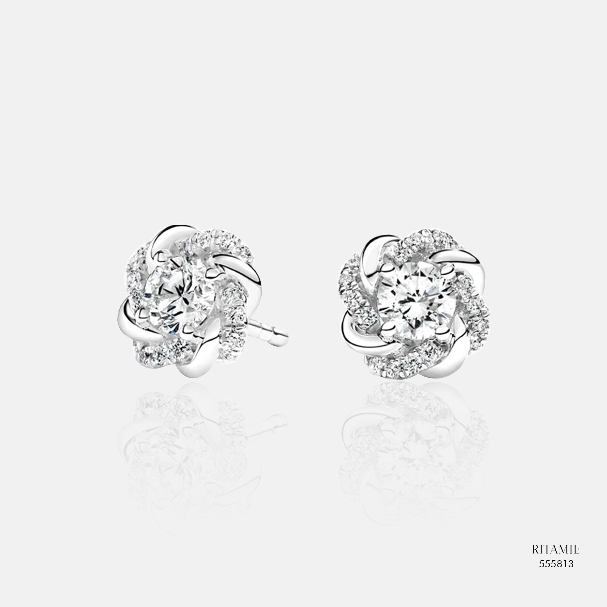 Floral Halo Lab-Grown Diamond Studs 555813
