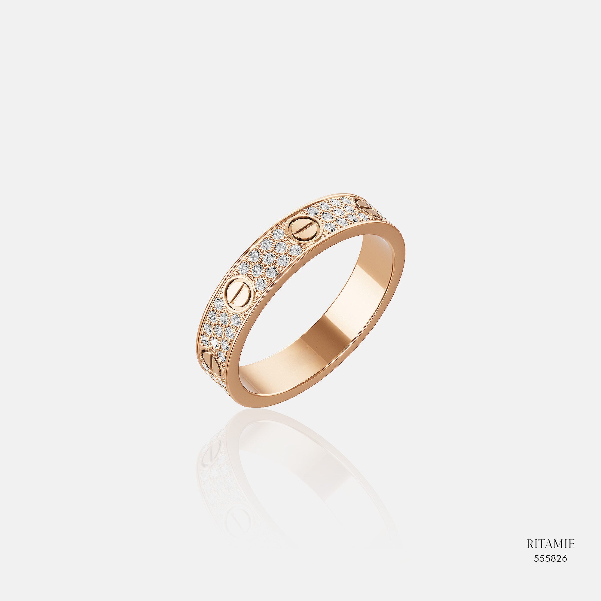 Vow Band Pavé Rose Gold Diamond Ring 555826