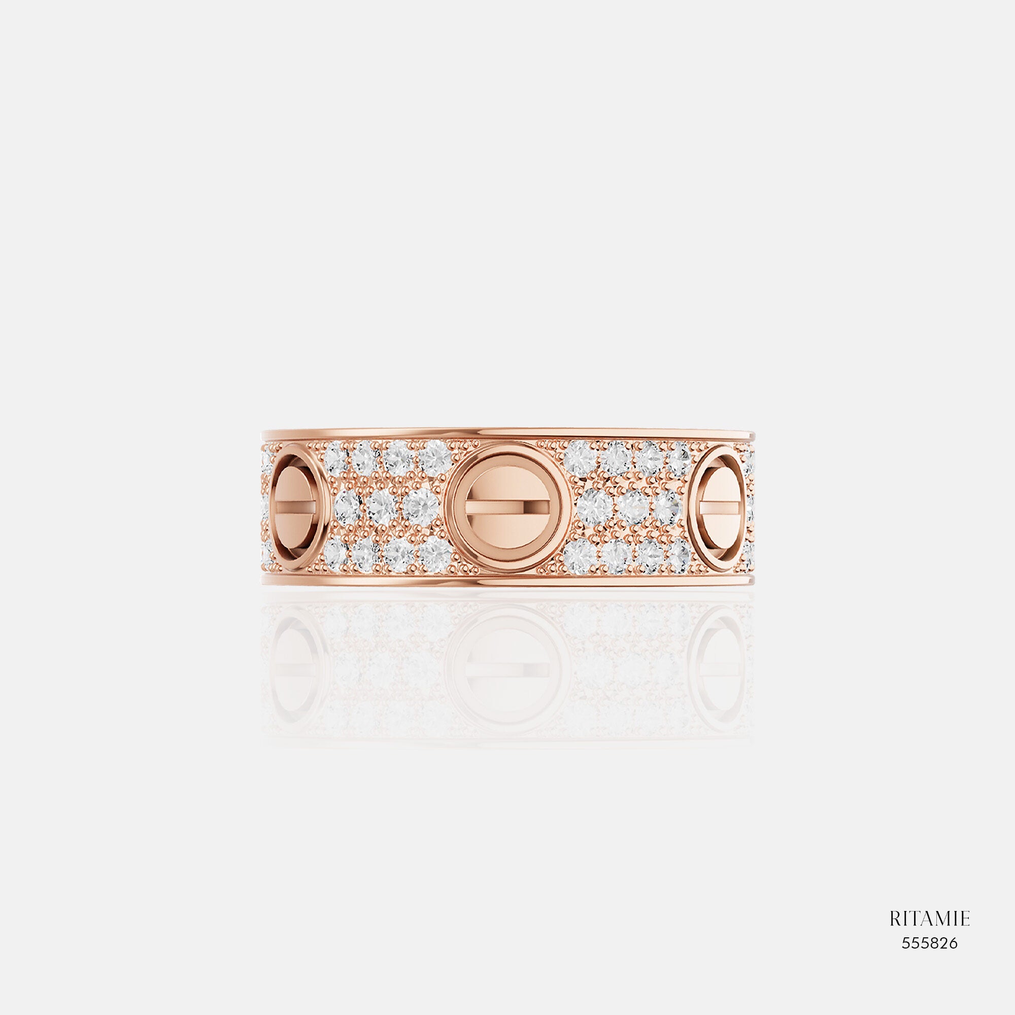 Vow Band Pavé Rose Gold Diamond Ring 555826
