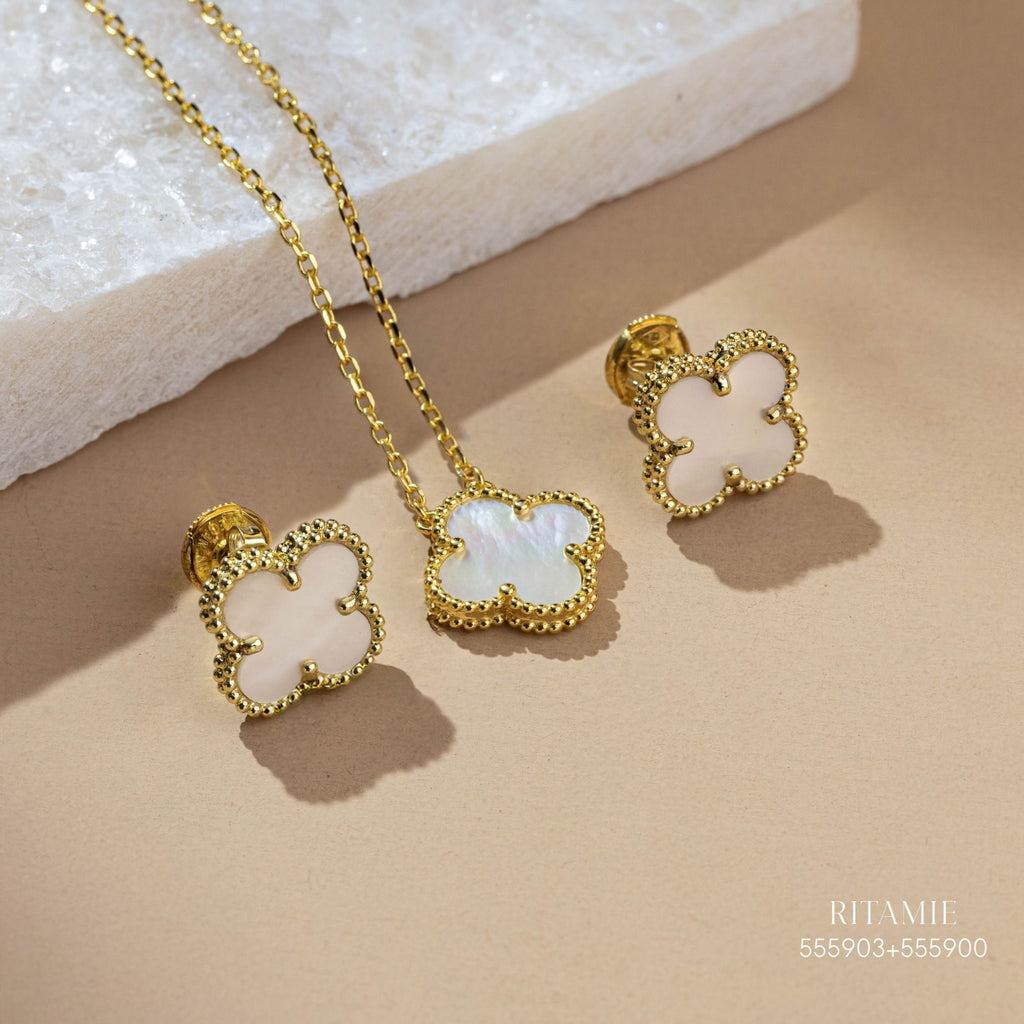 Moonlight Clover Yellow Gold Earrings 555900