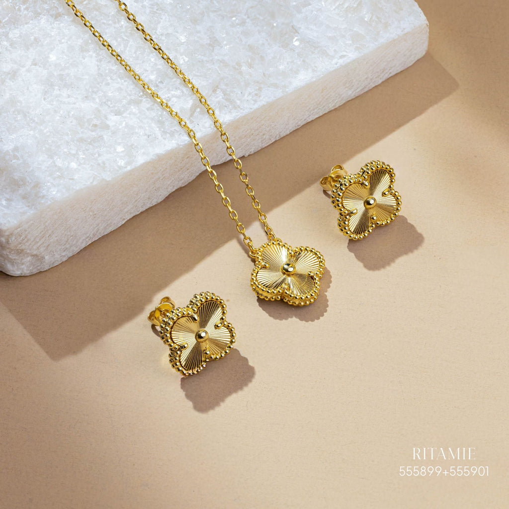 Golden Clover Yellow Gold Bracelet Necklace 555901