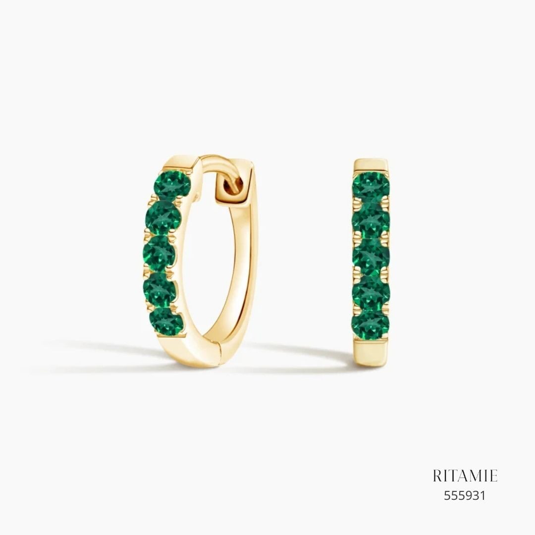 Soirée Emerald Huggie Earrings 555931