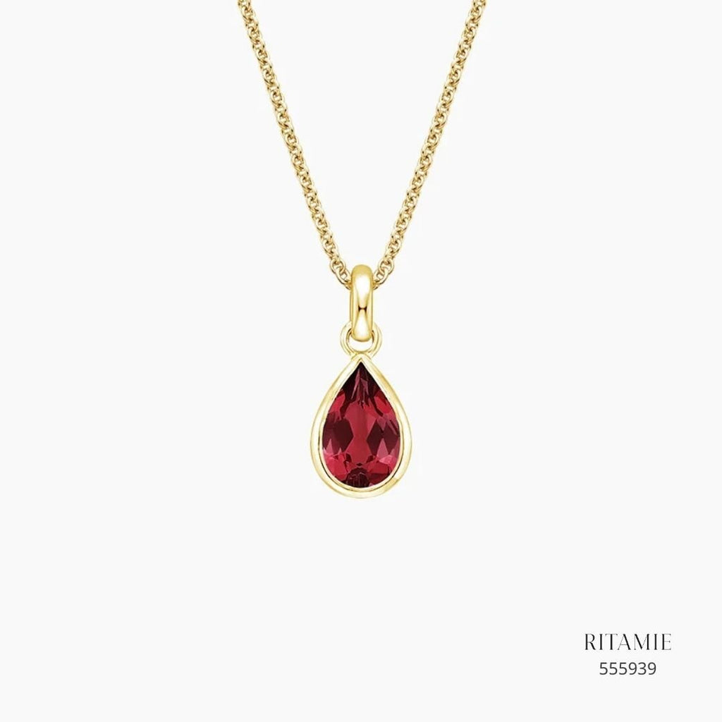 Teardrop Lab Ruby Pendant in 14K Yellow Gold 555939