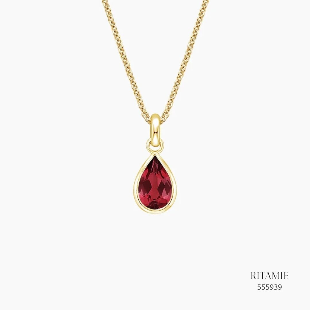 Teardrop Lab Ruby Pendant in 14K Yellow Gold 555939