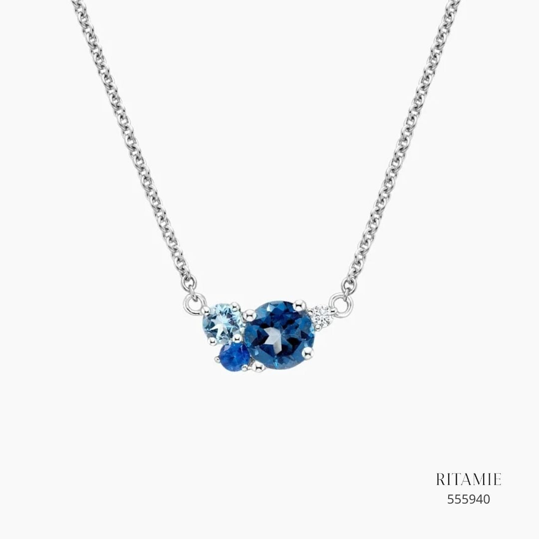 Blue Sapphire Bouquet Lab Grown Diamond Ring 555940