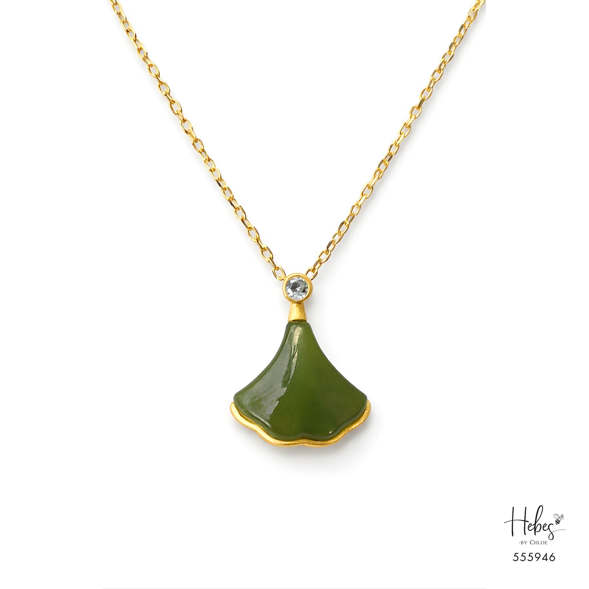 Jade Ginkgo Leaf Necklace 555946