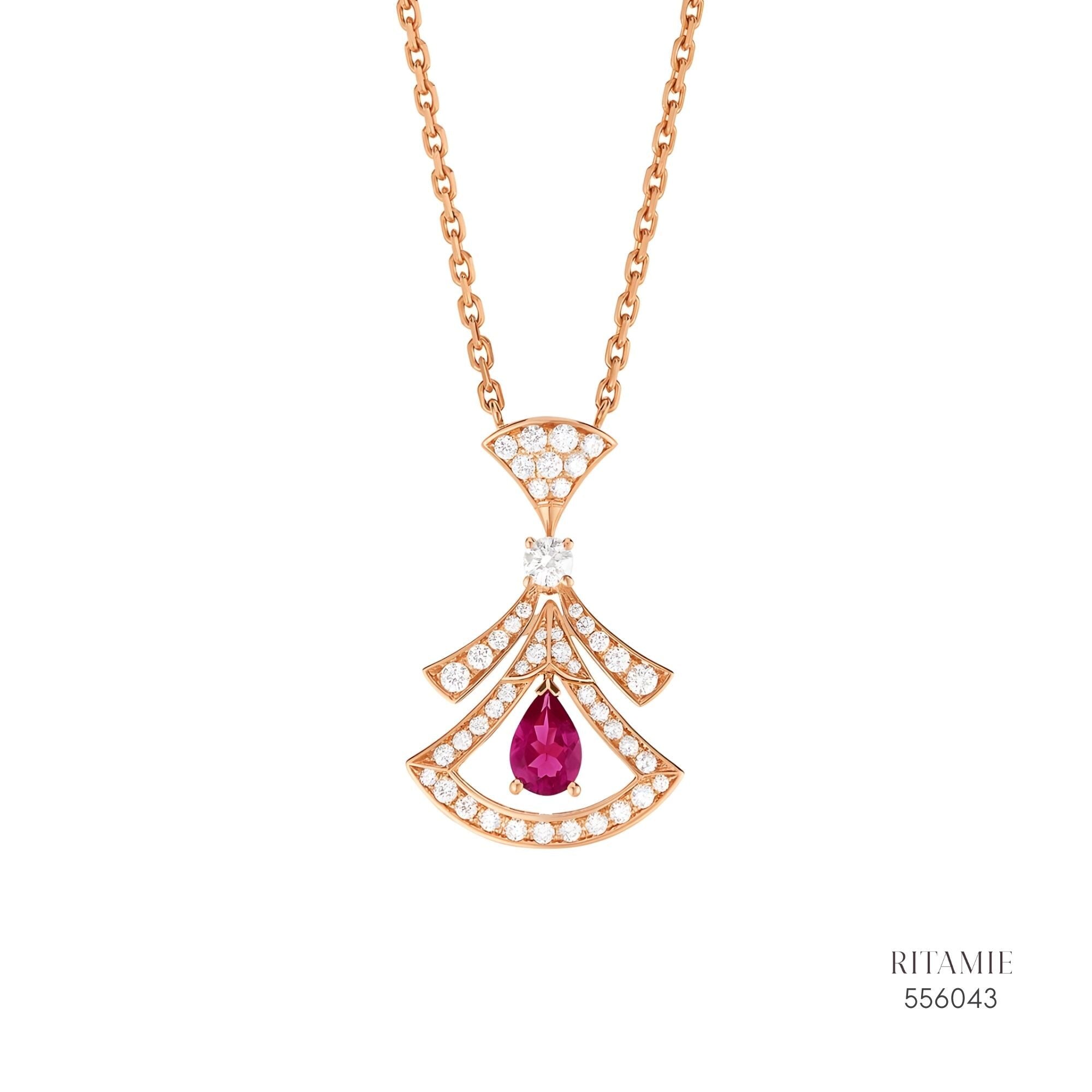 Ruby Fan Arc Diamond Necklace 556043