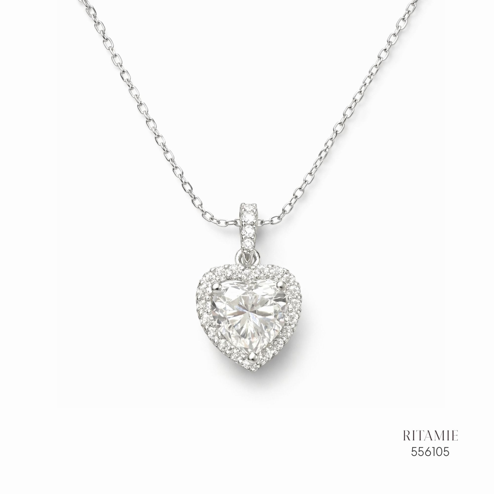 The Luminous Heart Silver Moissanite Necklace 556105