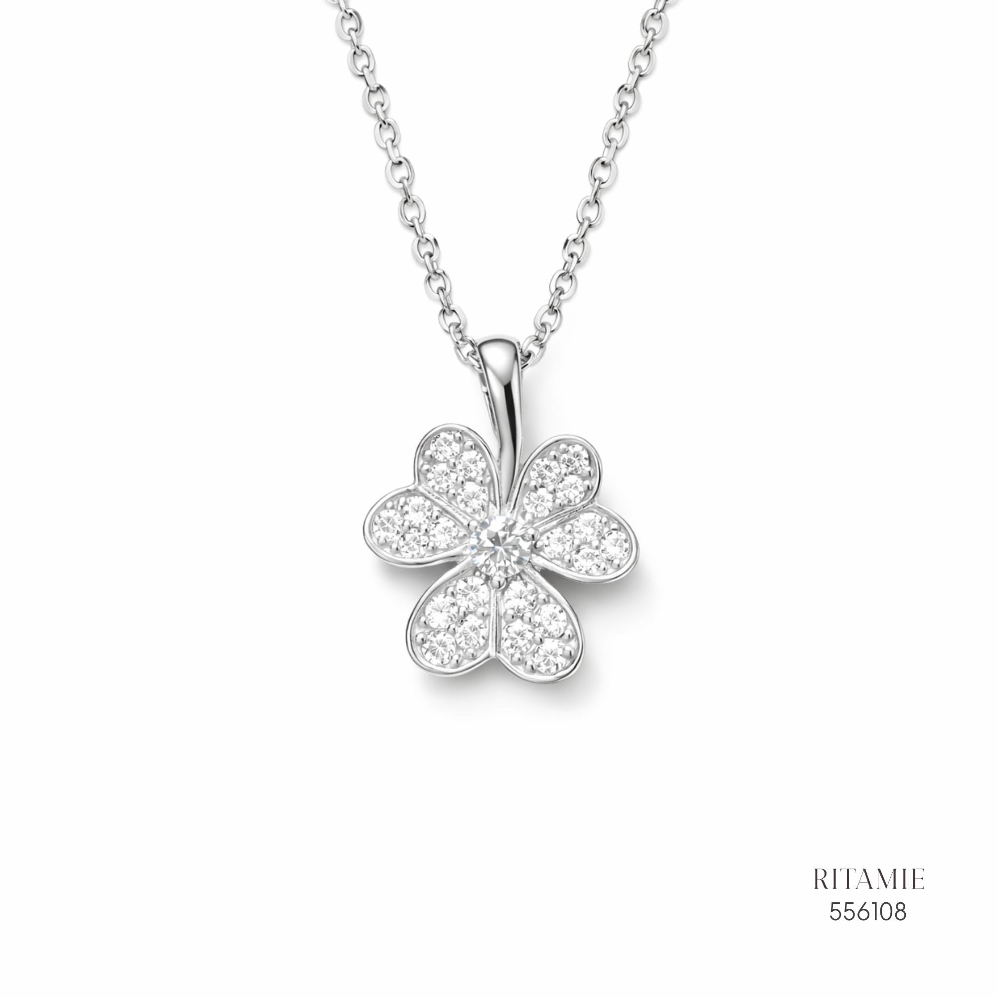 The Graceful Bloom Silver Moissanite Necklace 556108