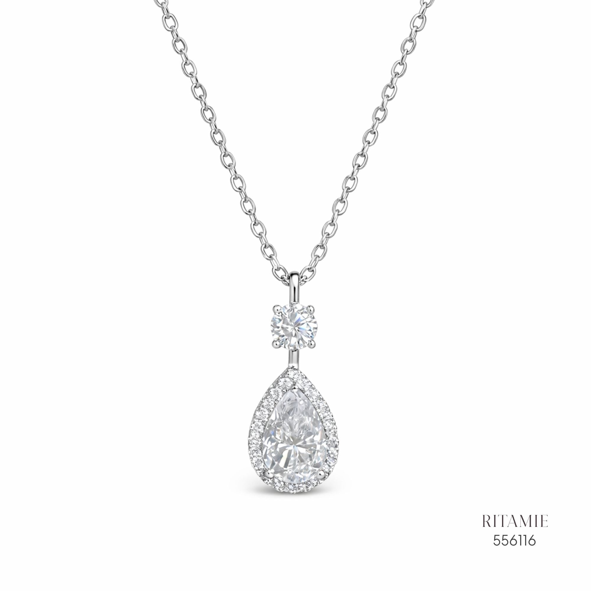 The Pearly Halo Silver Moissanite Necklace 556116