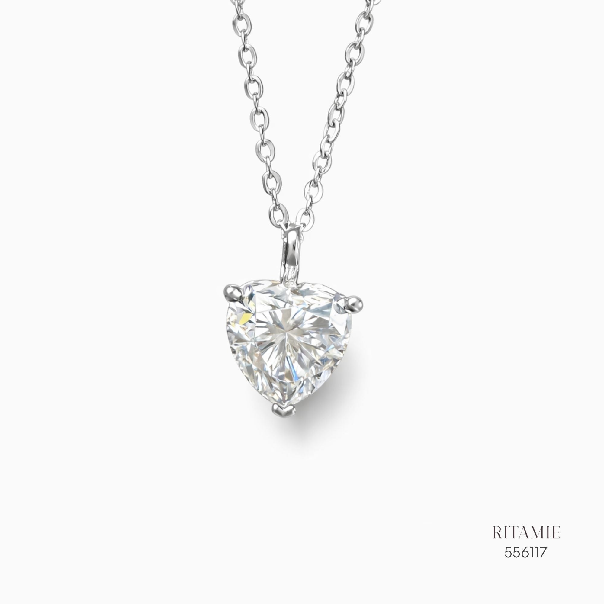 The Pure Heart Silver Moissanite Necklace 556117