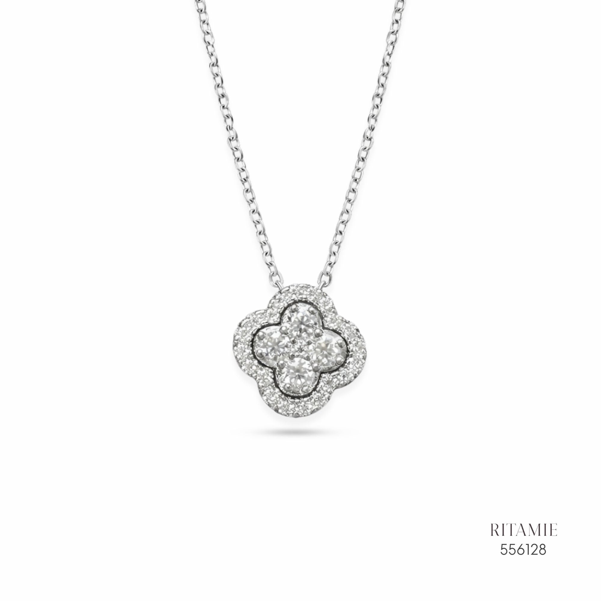 The Petite Clover Silver Moissanite Necklace 556128