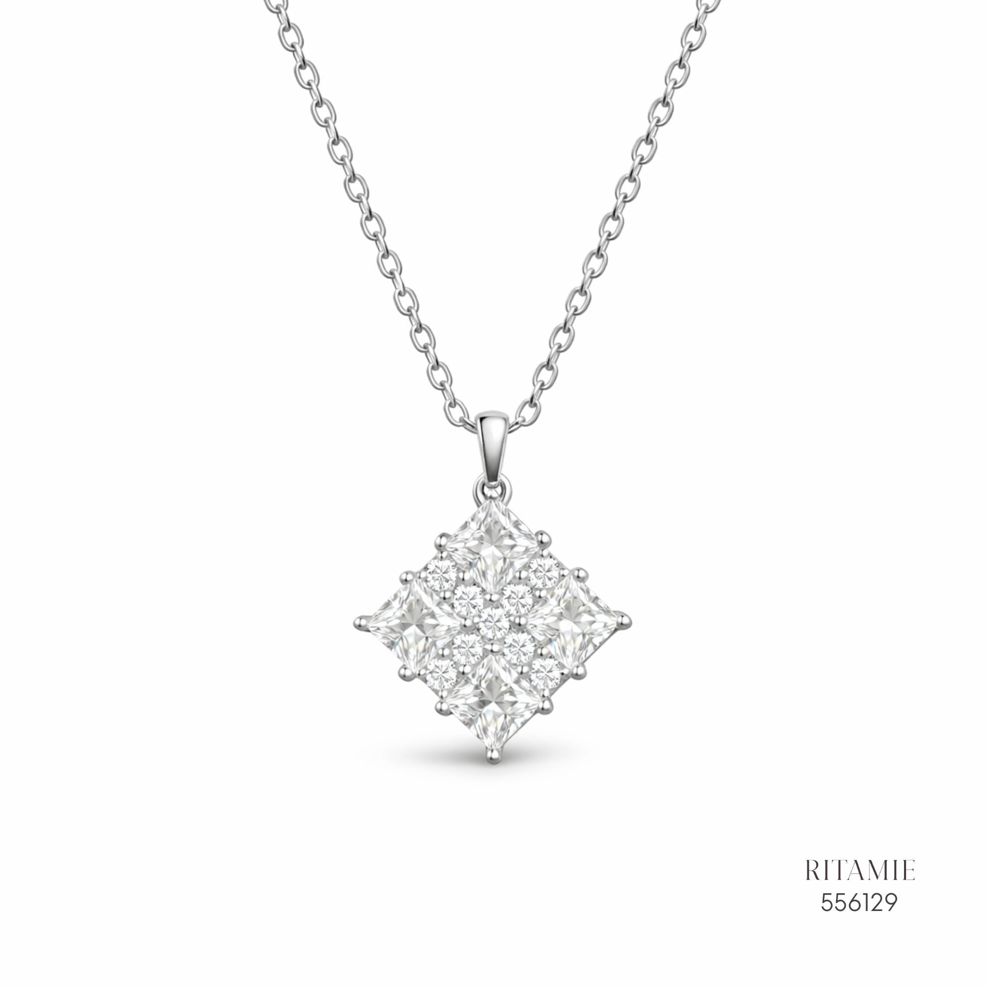 The Stellar Prism Silver Moissanite Necklace 556129