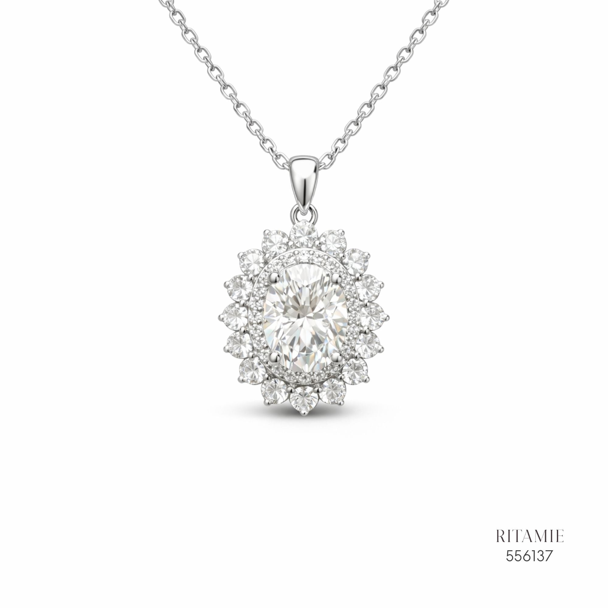 The Majestic Aura Silver Moissanite Pendant 556137