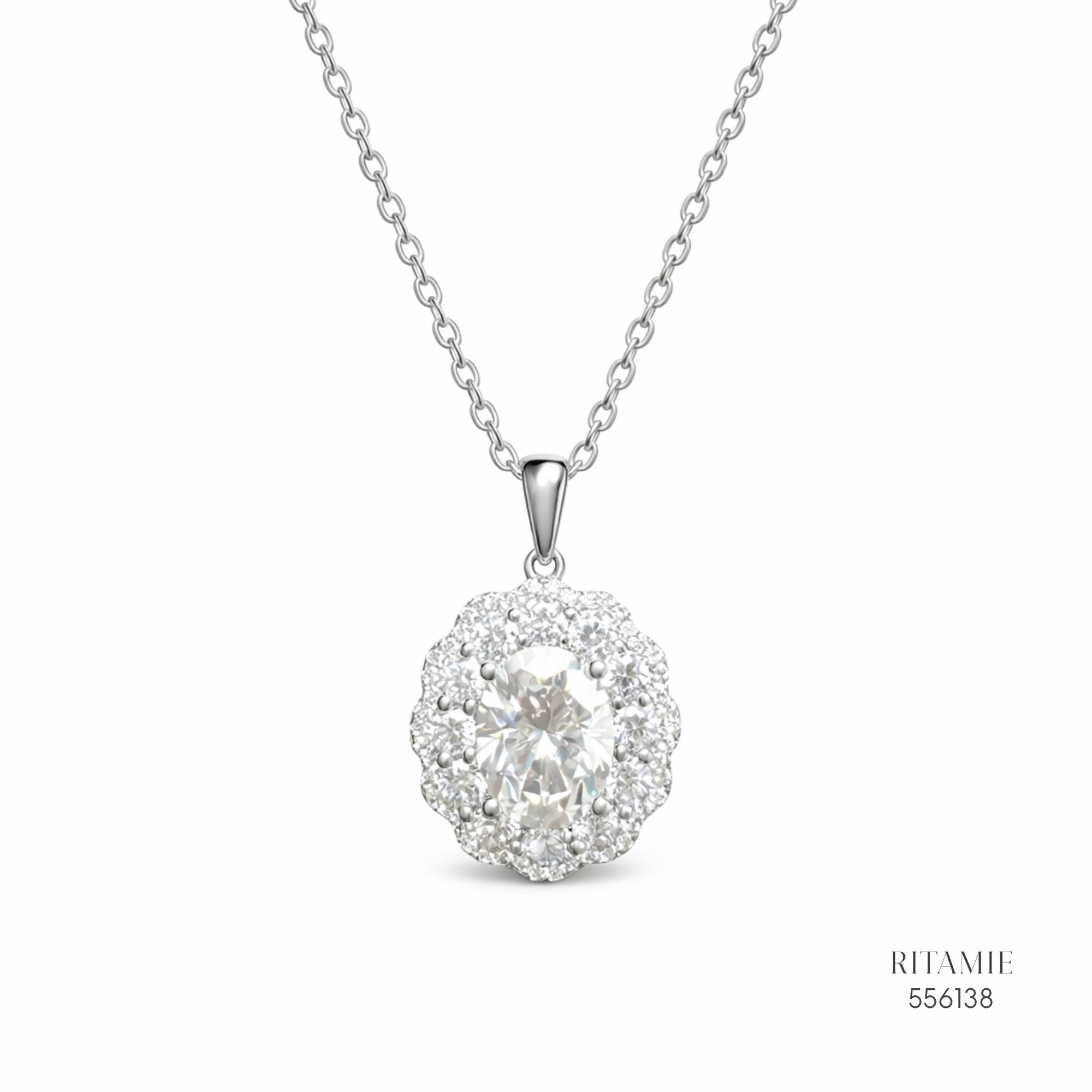 The Luminous Bloom Silver Moissanite Pendant 556138