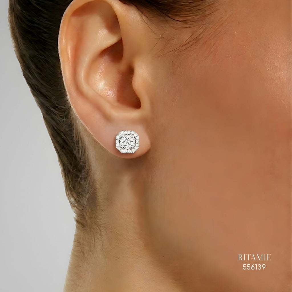 The Geometric Radiance Silver Moissanite Studs 556139