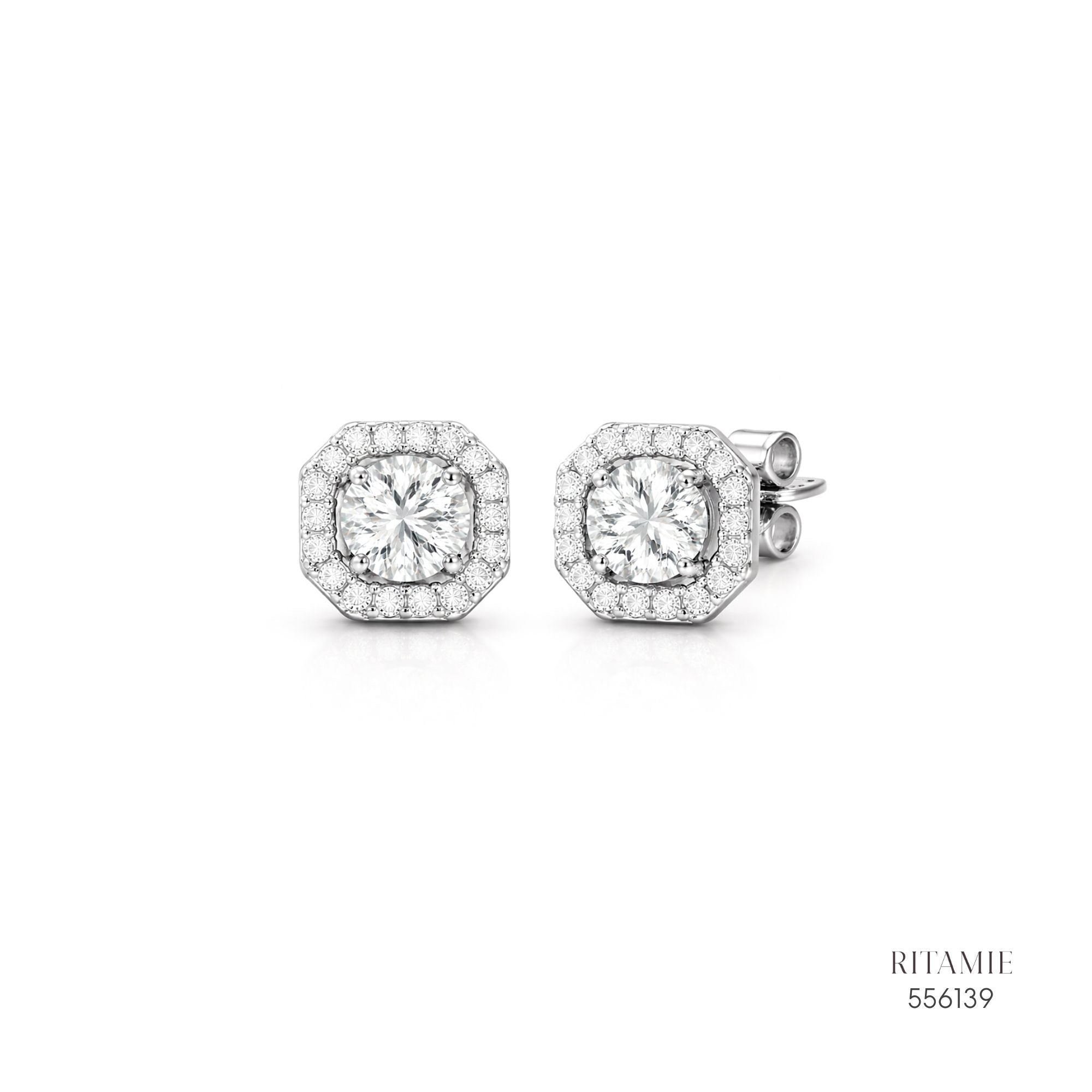 The Geometric Radiance Silver Moissanite Studs 556139
