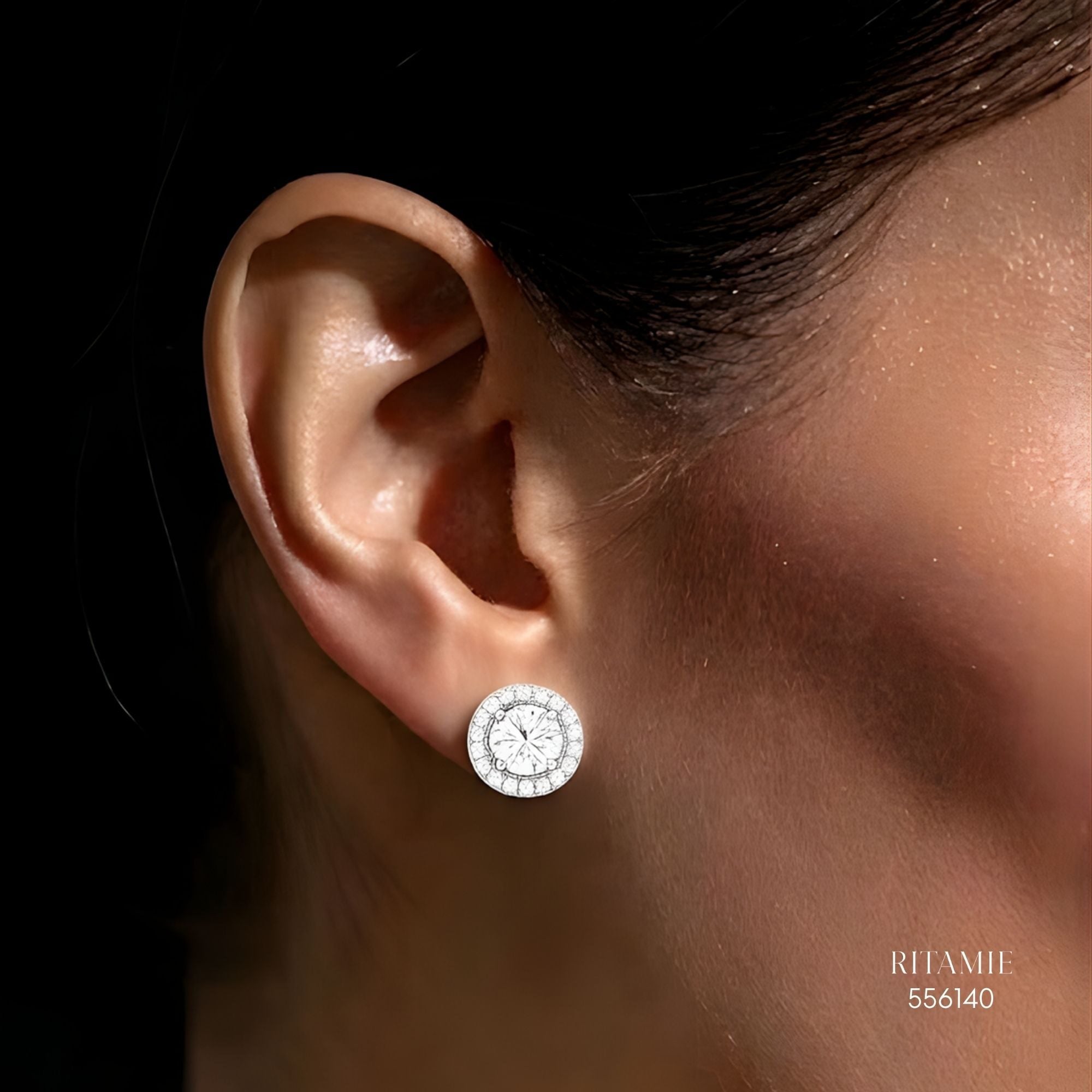 The Radiant Halo Silver Moissanite Studs 556140
