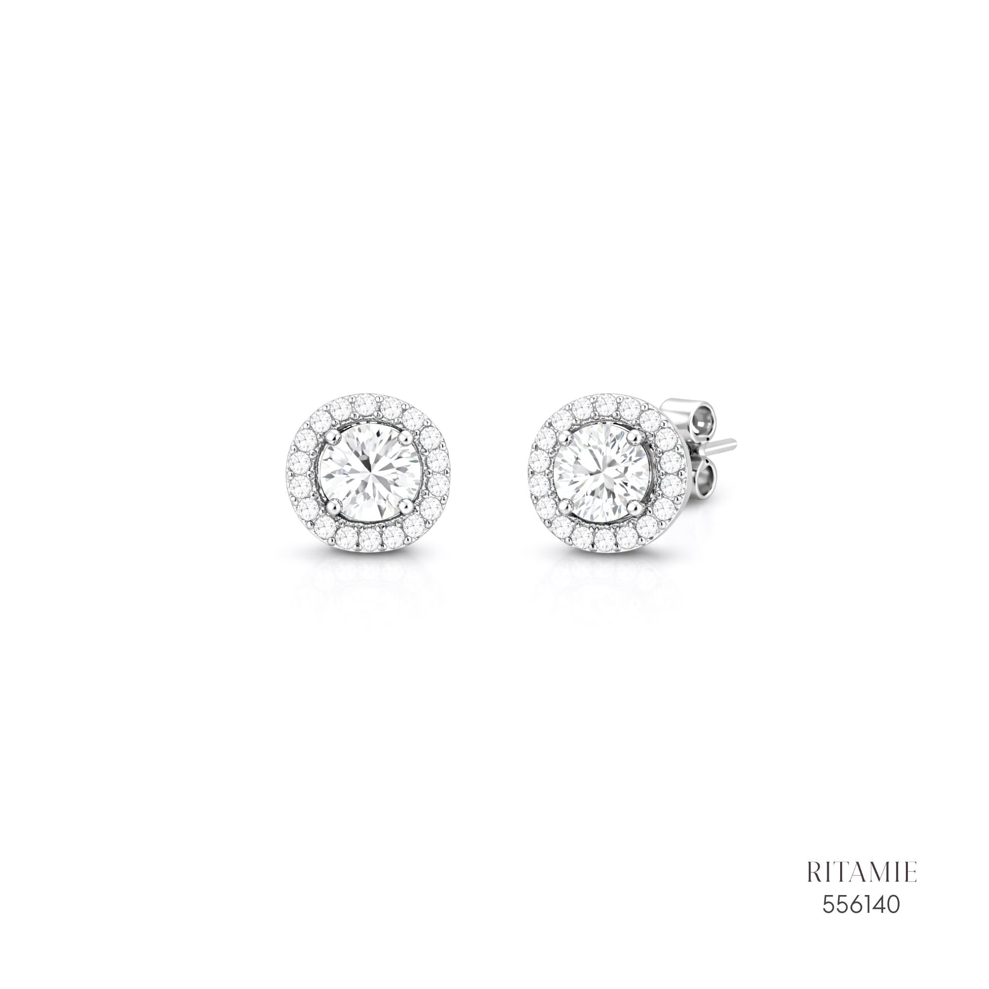 The Radiant Halo Silver Moissanite Studs 556140