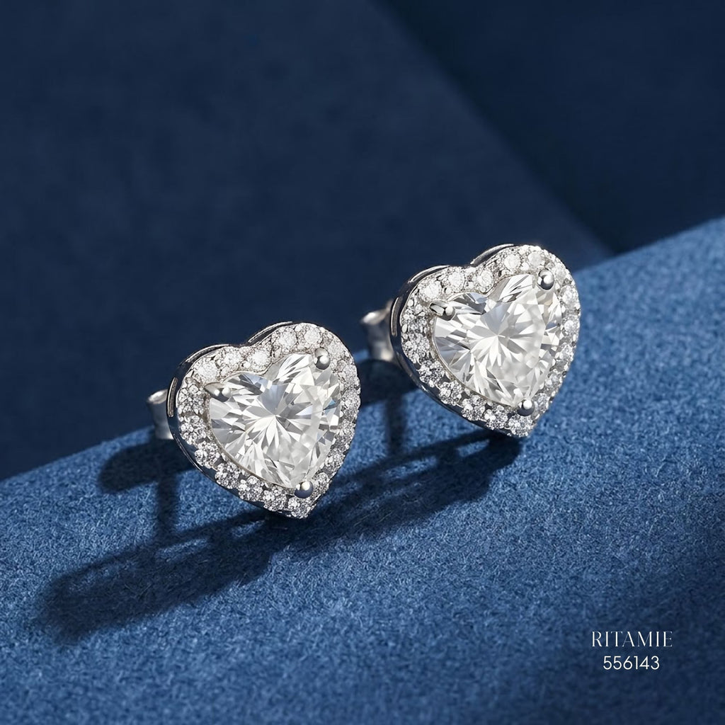 The Luminous Heart Silver Moissanite Studs 556143