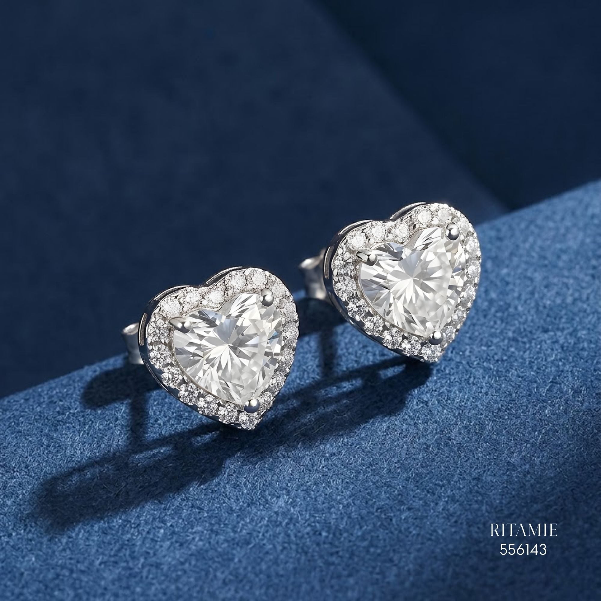 The Luminous Heart Silver Moissanite Studs 556143