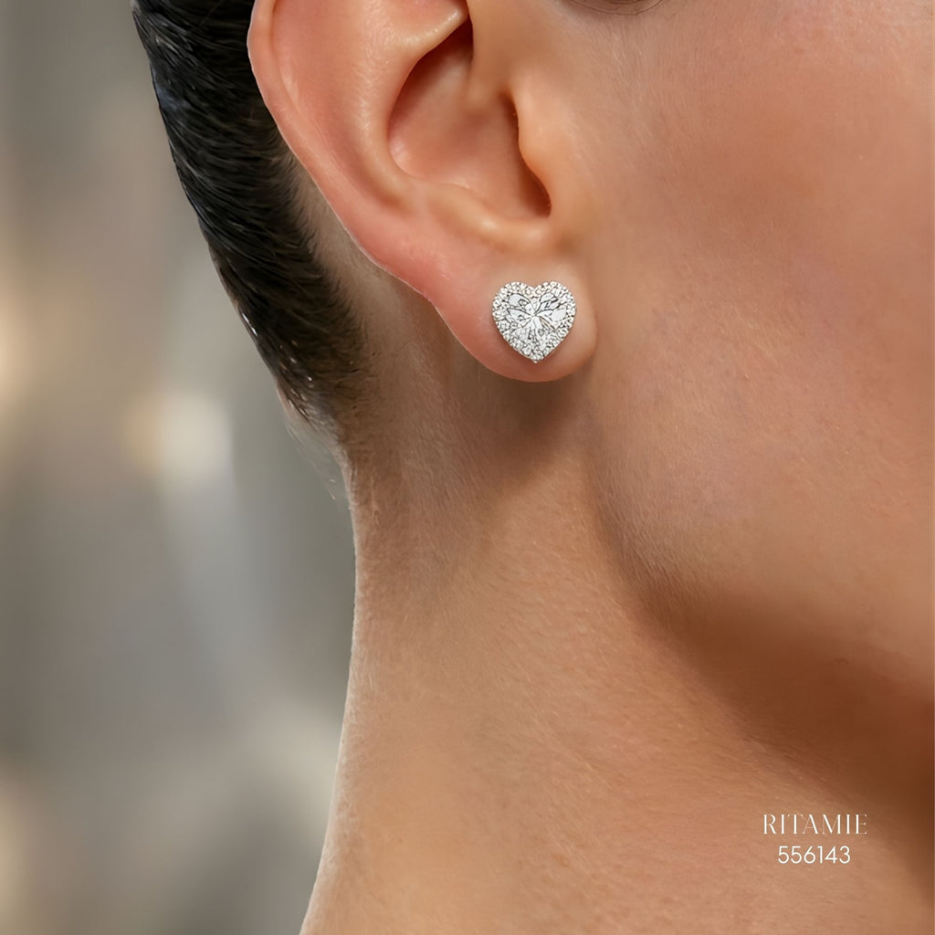 The Luminous Heart Silver Moissanite Studs 556143