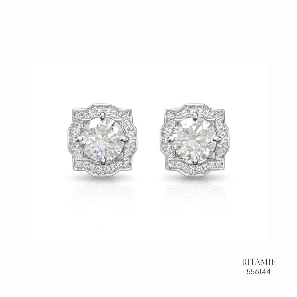 The Floral Majesty Silver Moissanite Studs 556144