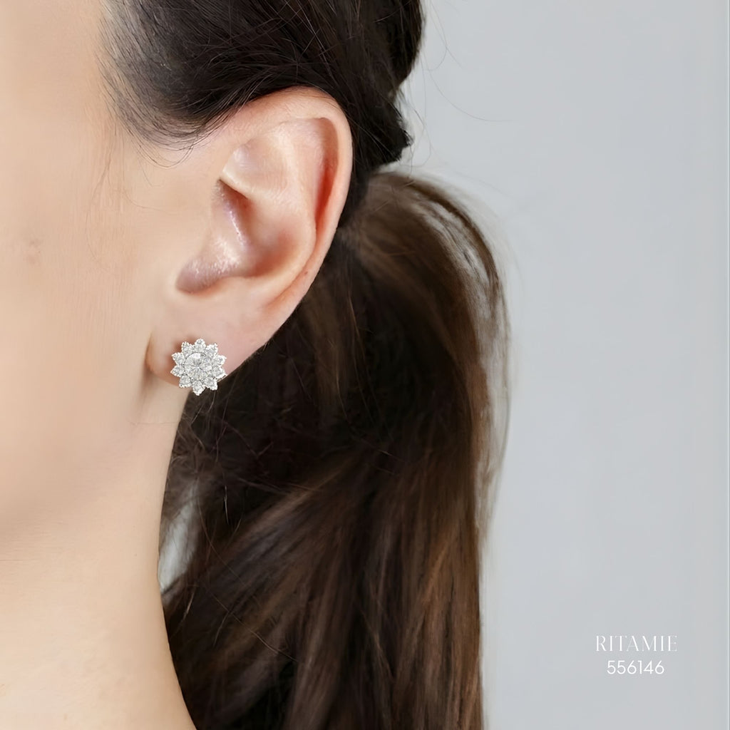 The Stellar Sunflower Silver Moissanite Studs 556146