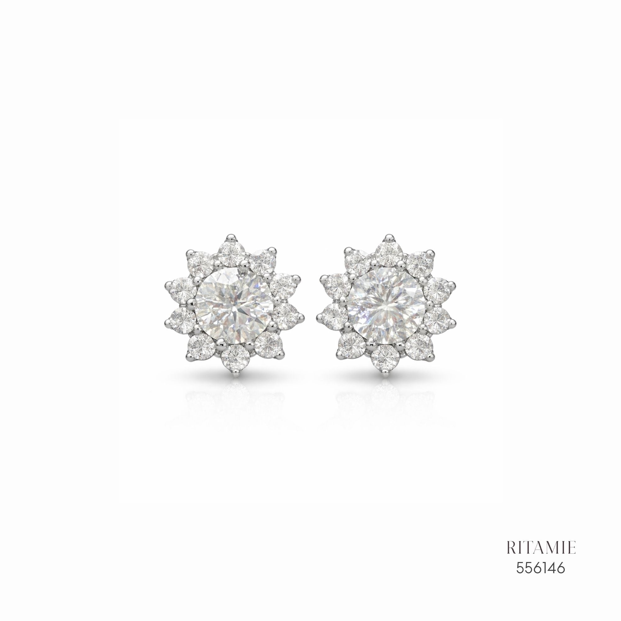 The Stellar Sunflower Silver Moissanite Studs 556146