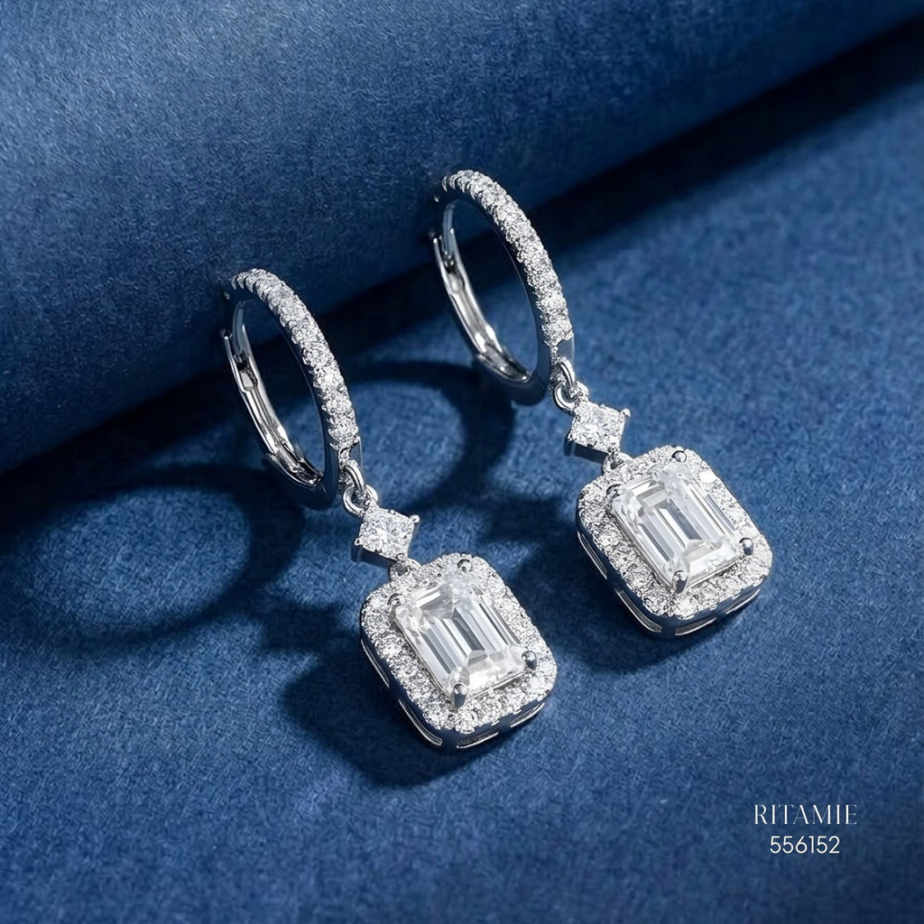 The Emerald Majesty Silver Moissanite Earrings 556152