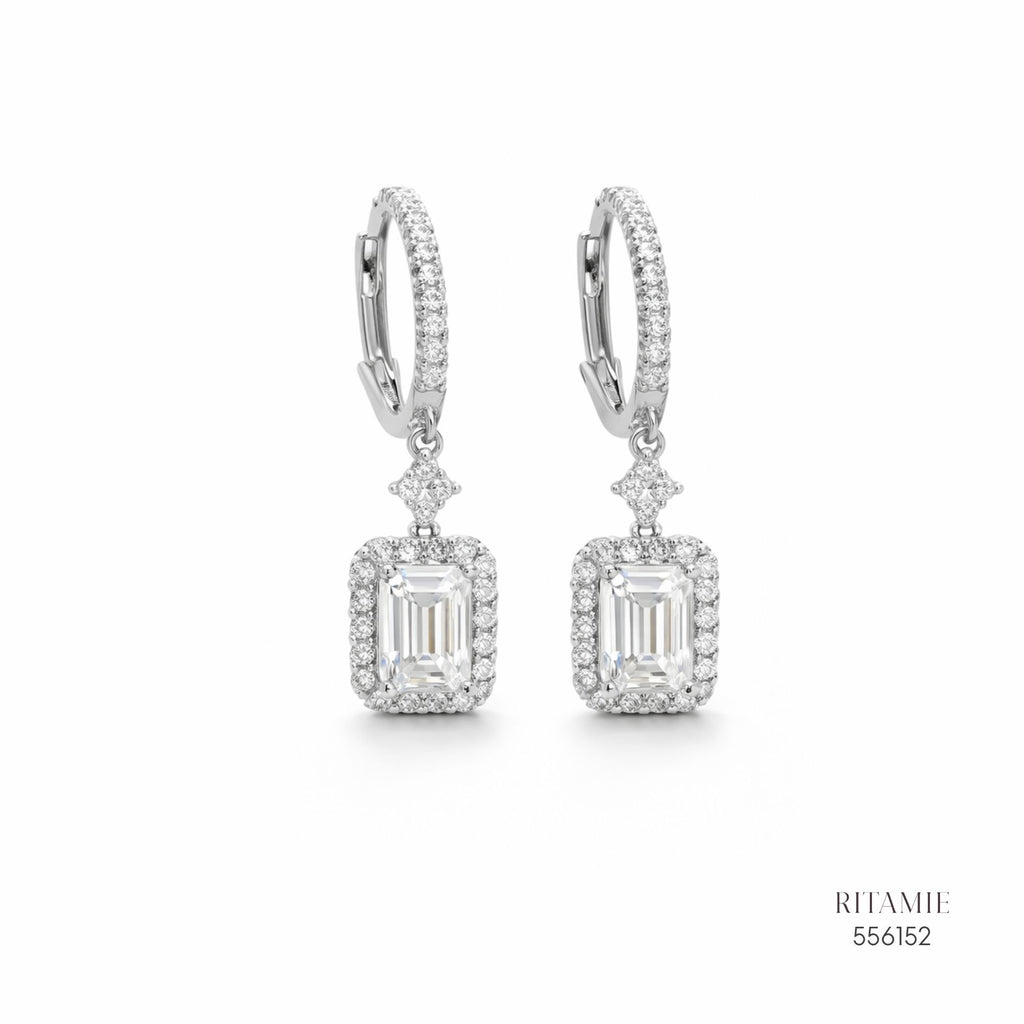 The Emerald Majesty Silver Moissanite Earrings 556152