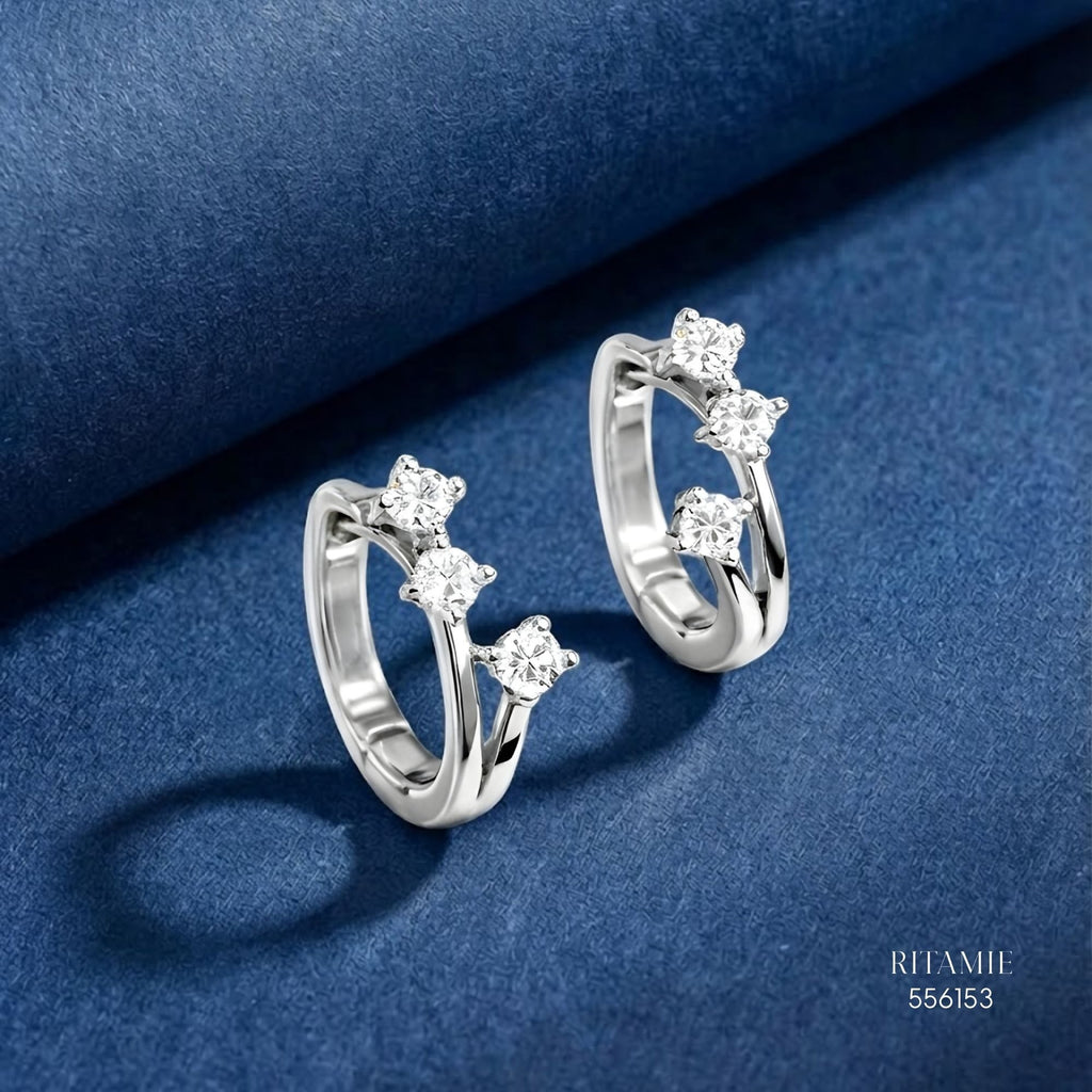 The Triple Spark Silver Moissanite Hoops 556153