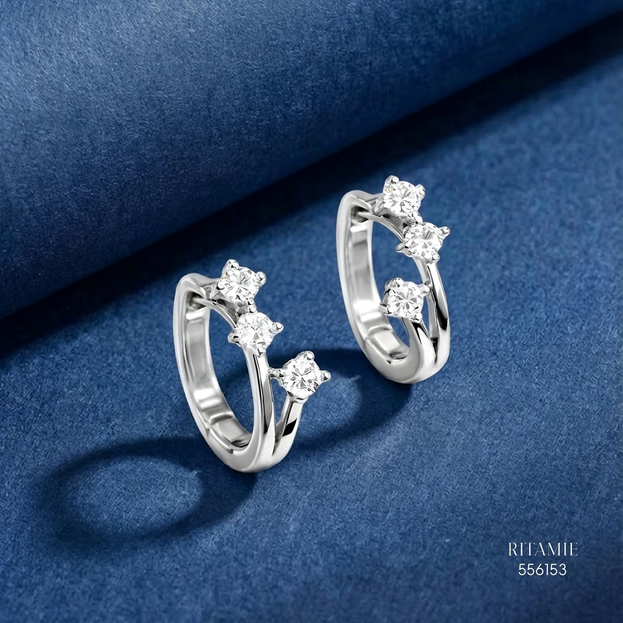 The Triple Spark Silver Moissanite Hoops 556153