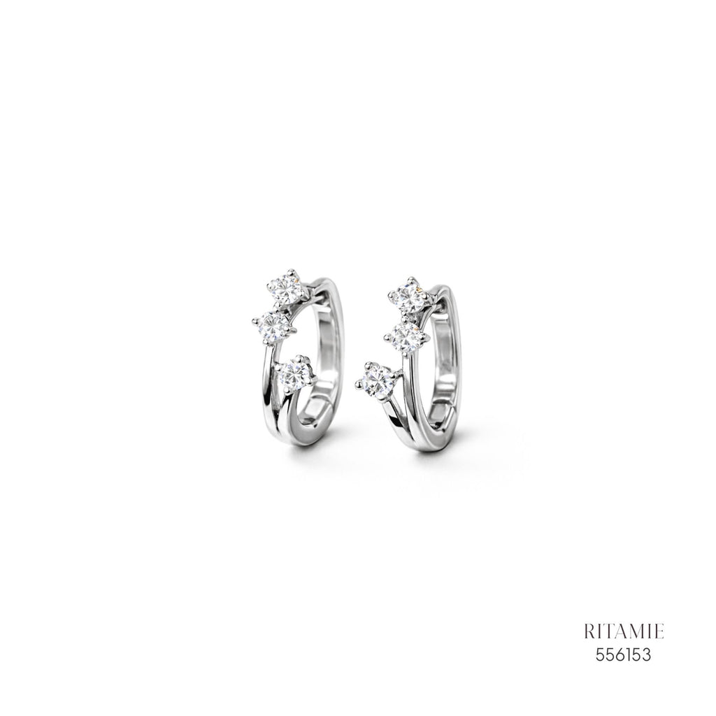The Triple Spark Silver Moissanite Hoops 556153