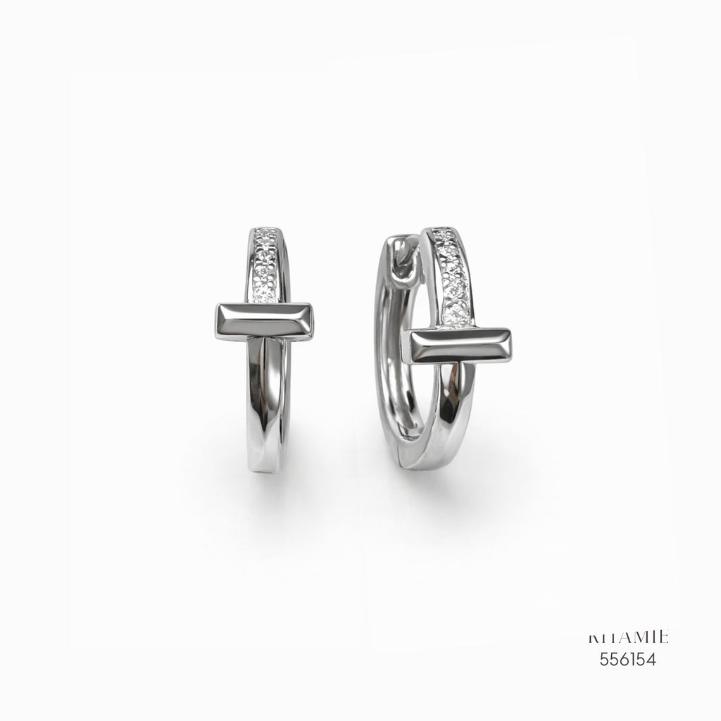 The T-Smile Radiant Silver Moissanite Hoops 556154