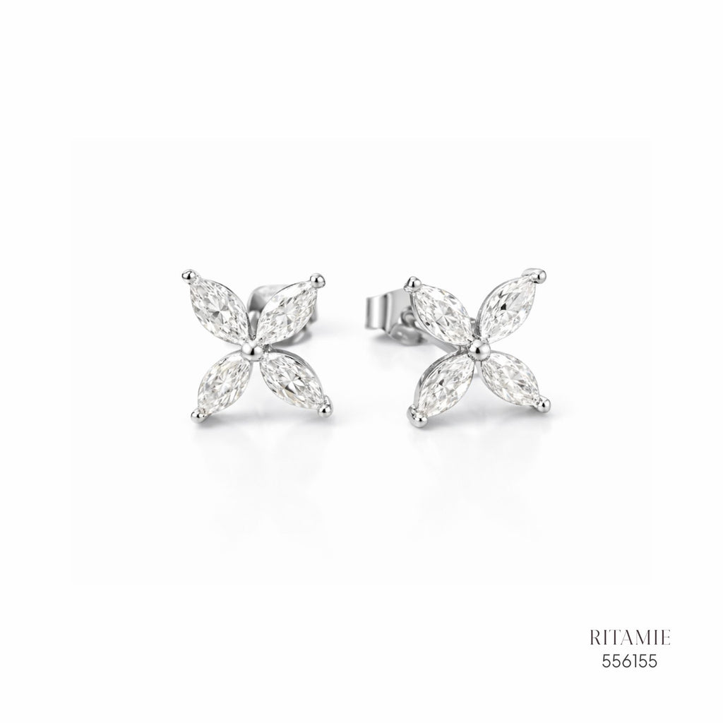 The Marquise Blossom Silver Moissanite Studs 556155