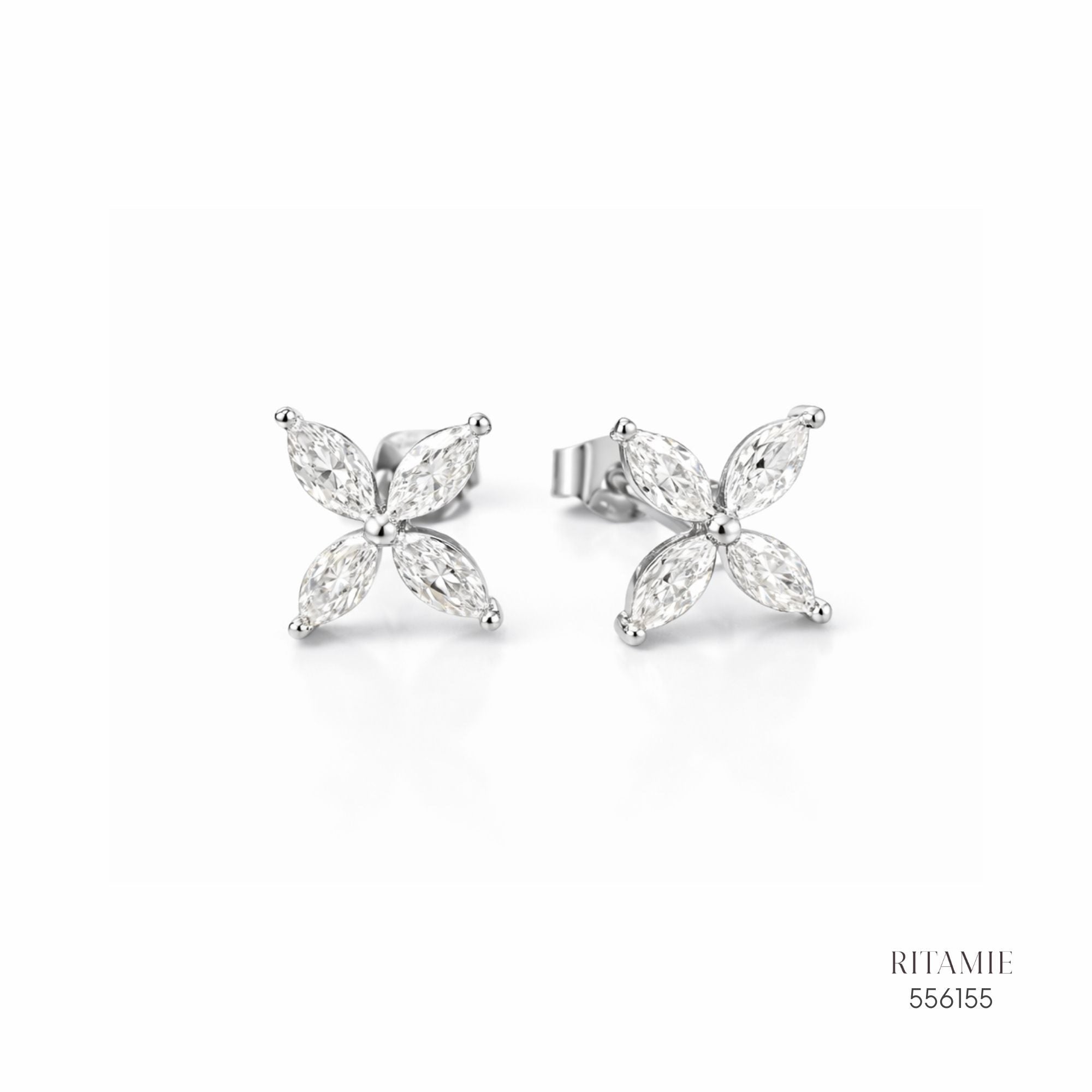 The Marquise Blossom Silver Moissanite Studs 556155