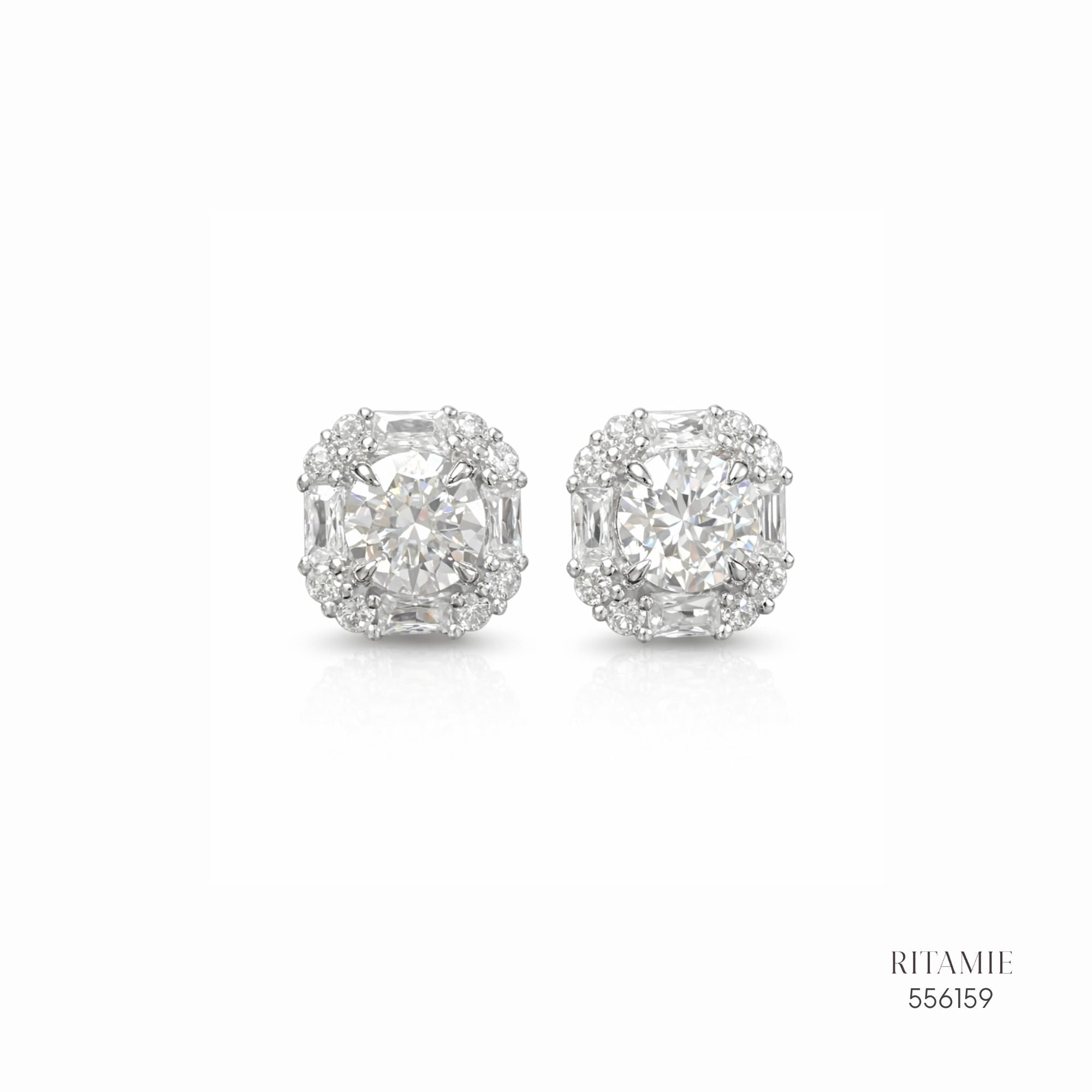 The Geometric Radiance Silver Moissanite Studs 556159