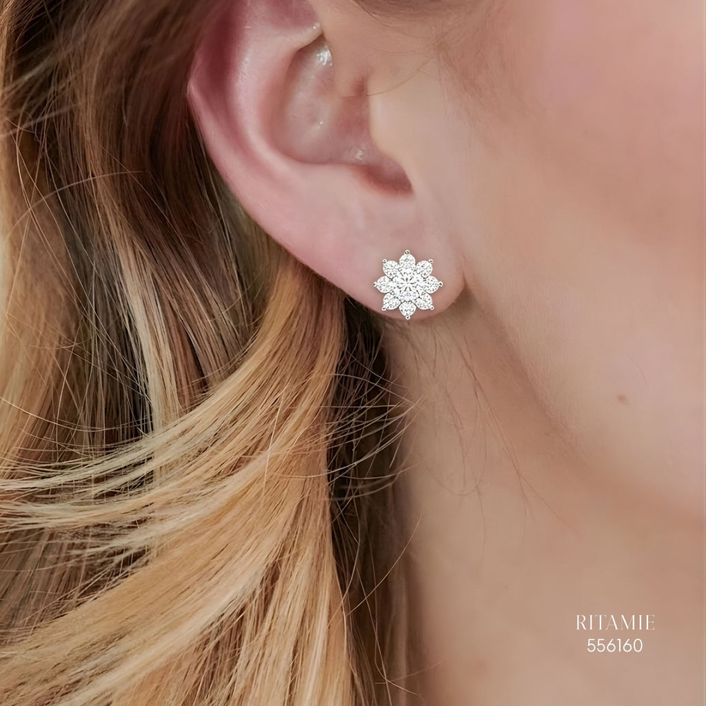 The Luminous Snowflake Silver Moissanite Studs 556160