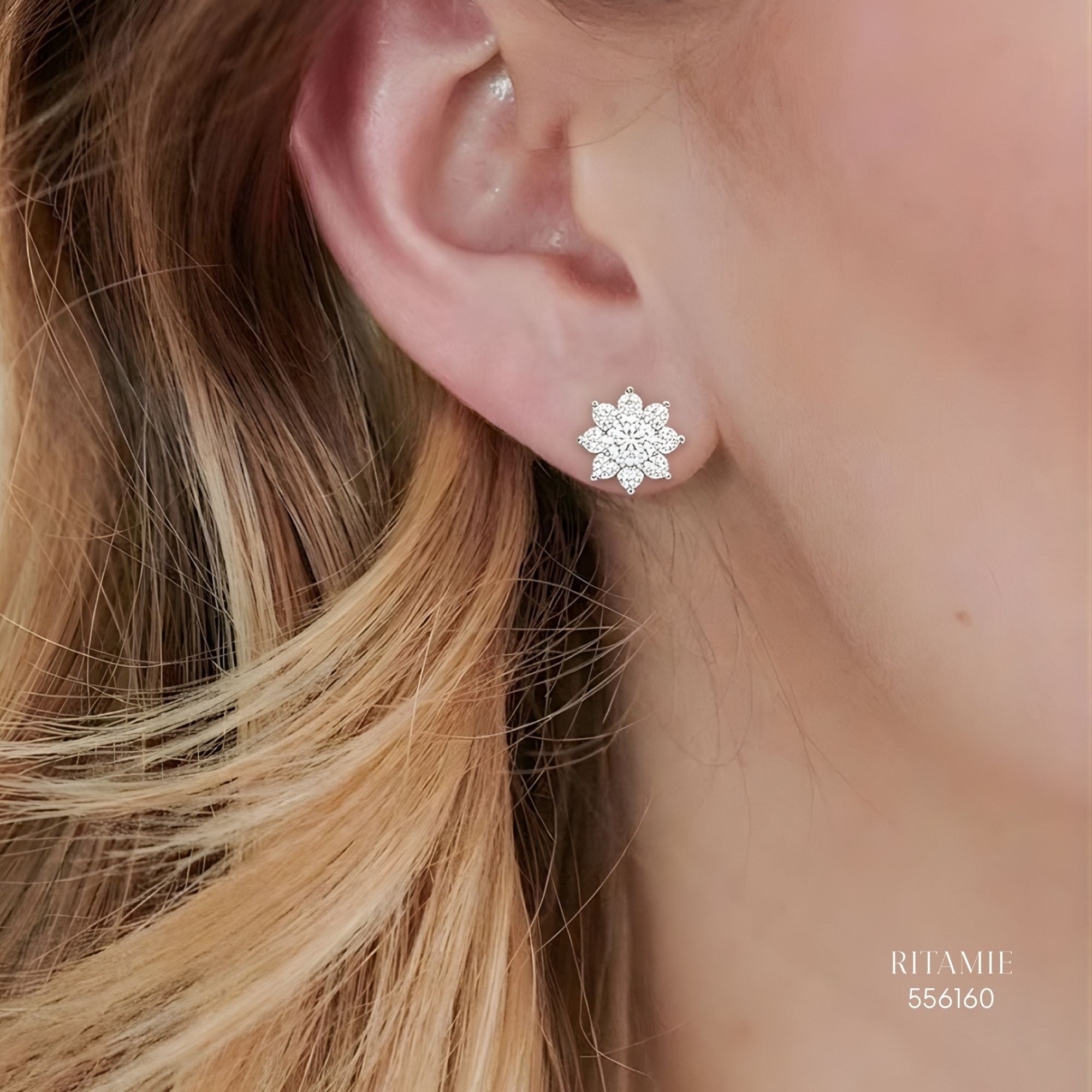 The Luminous Snowflake Silver Moissanite Studs 556160