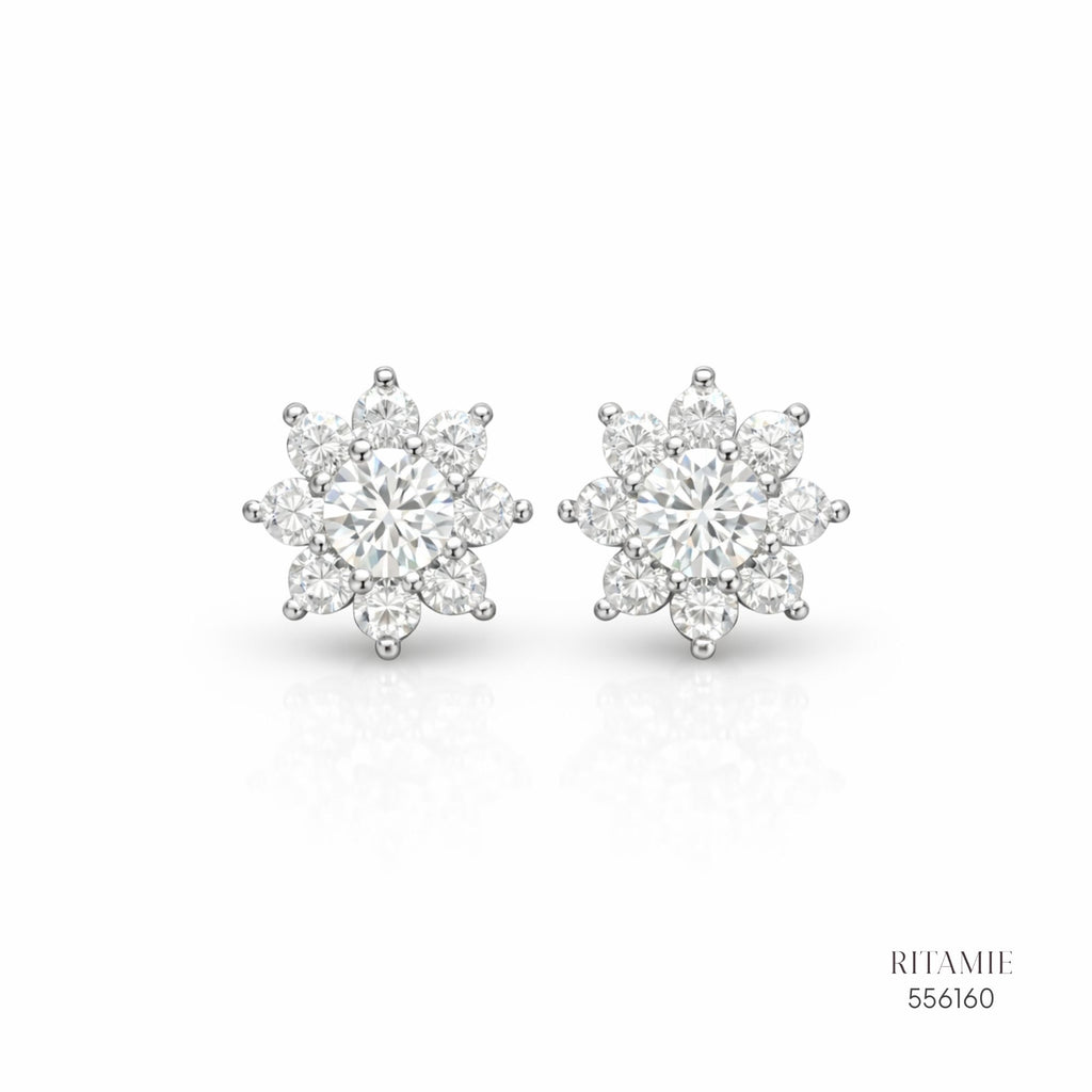 The Luminous Snowflake Silver Moissanite Studs 556160
