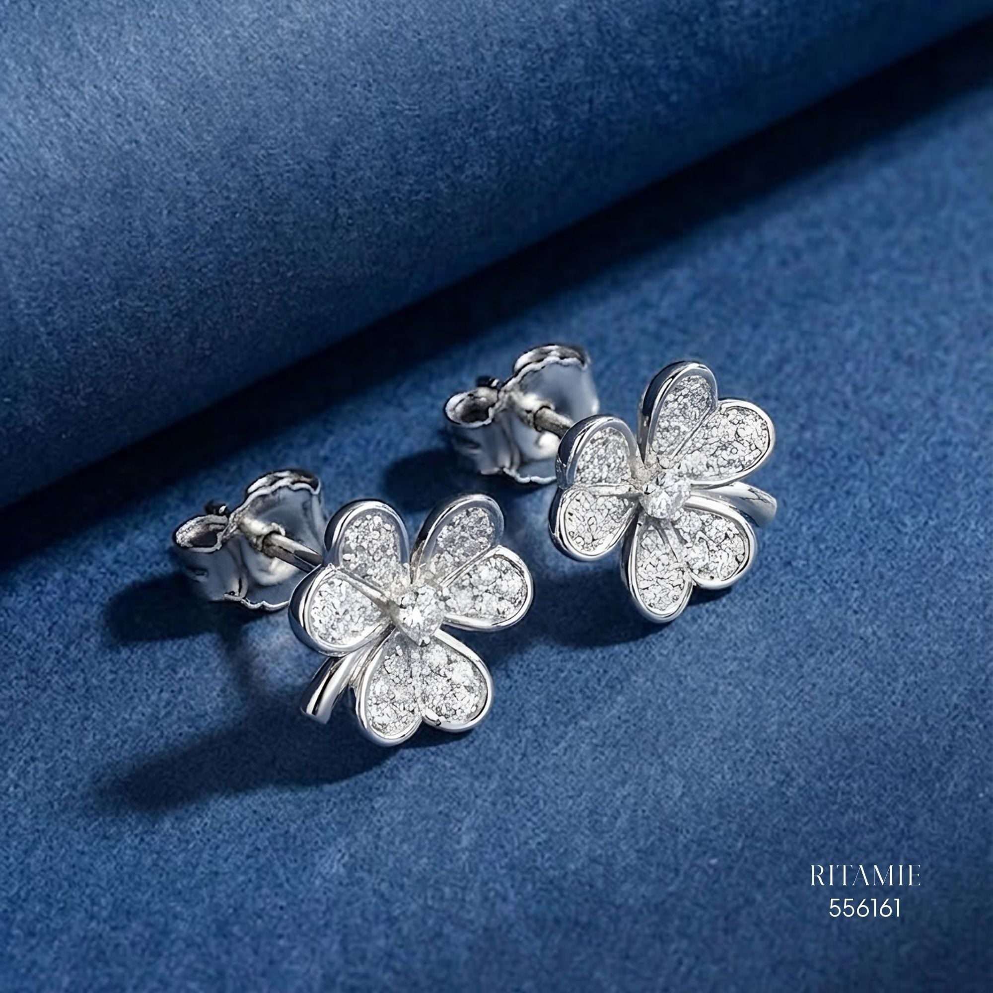 The Lucky Blossom Silver Moissanite Studs 556161