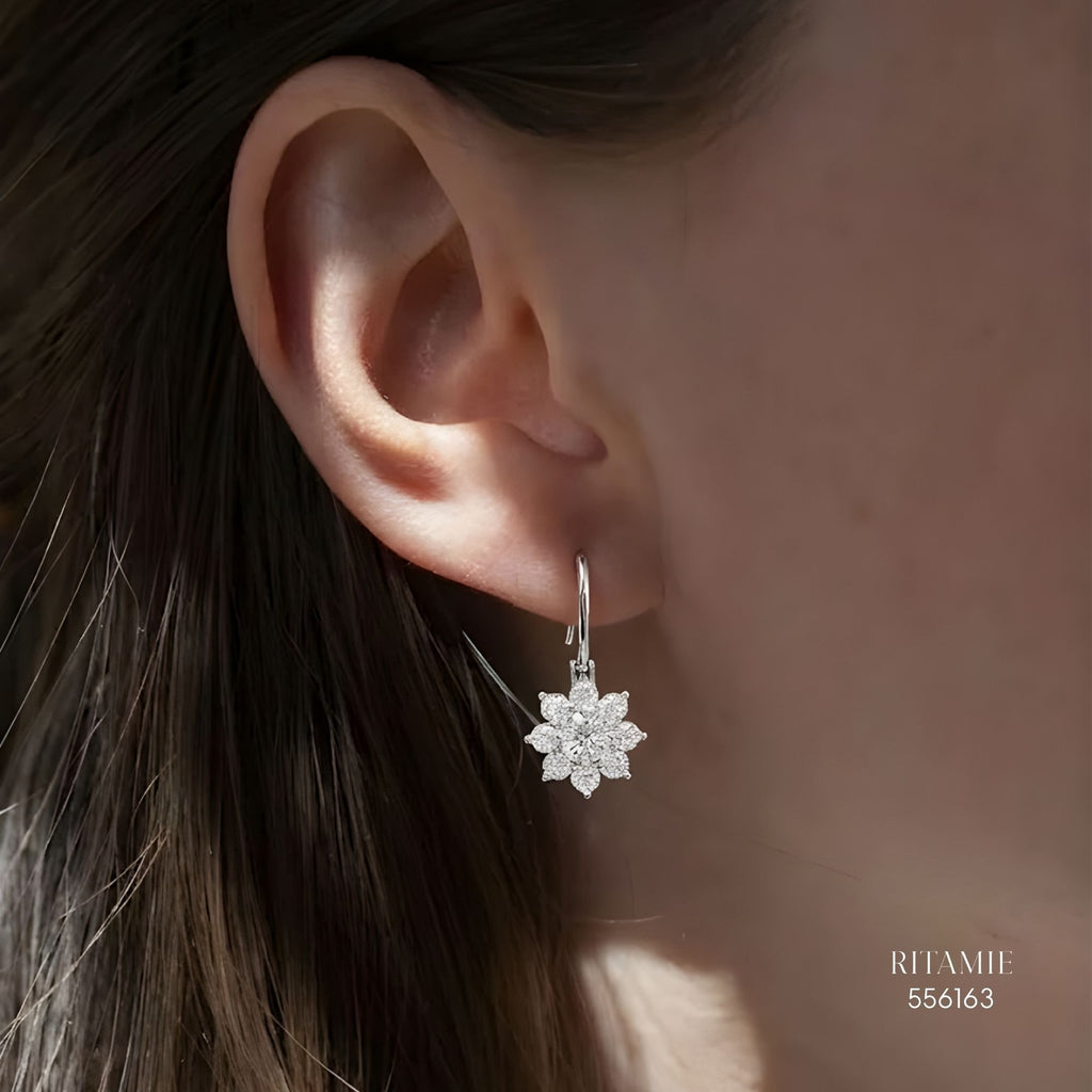 The Stellar Sunflower Silver Moissanite Earrings 556163