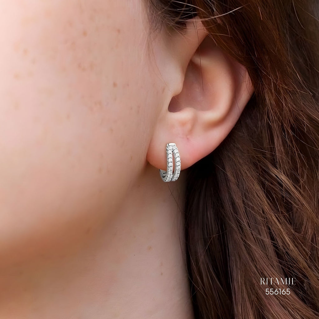 The Stellar Parallel Silver Moissanite Hoops 556165