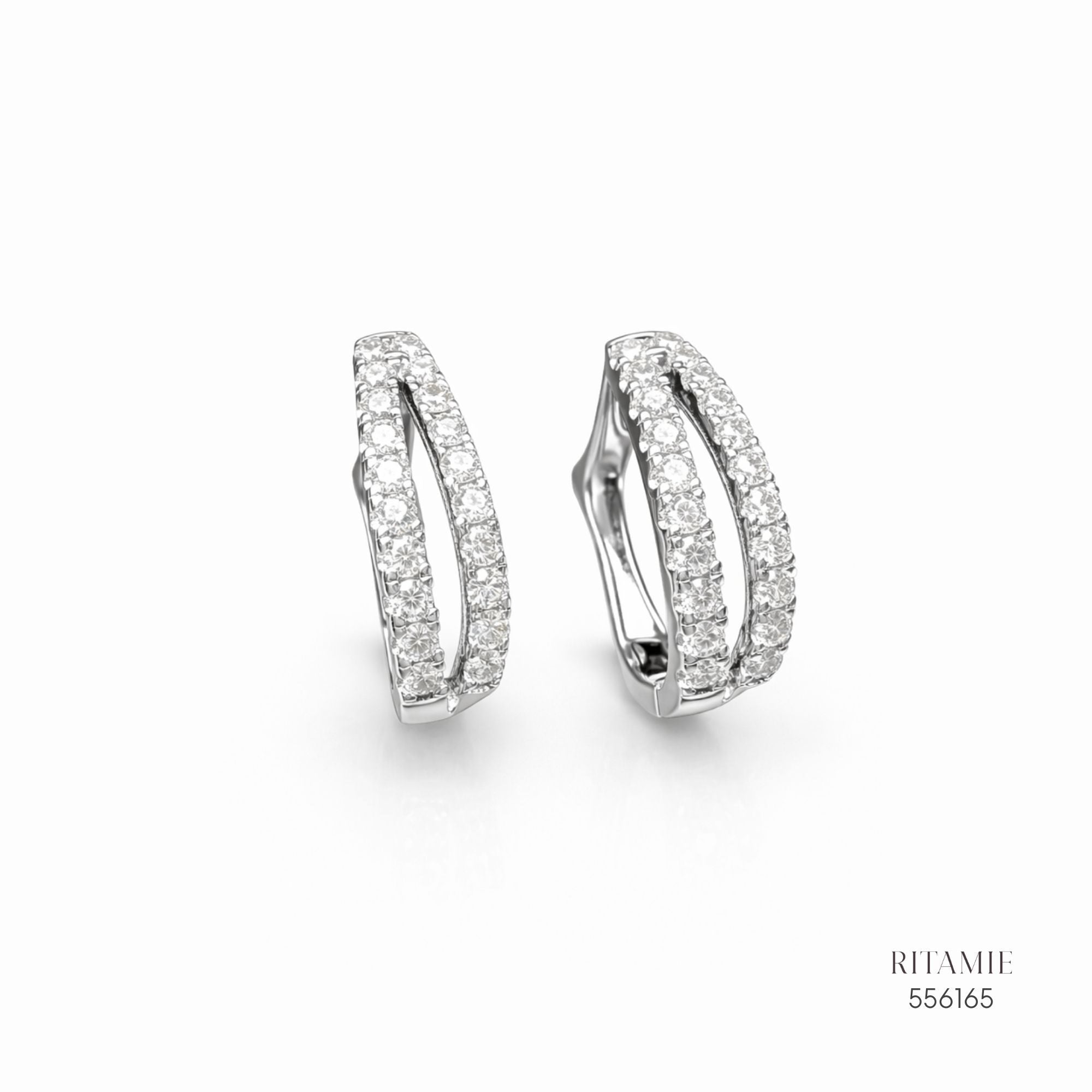 The Stellar Parallel Silver Moissanite Hoops 556165